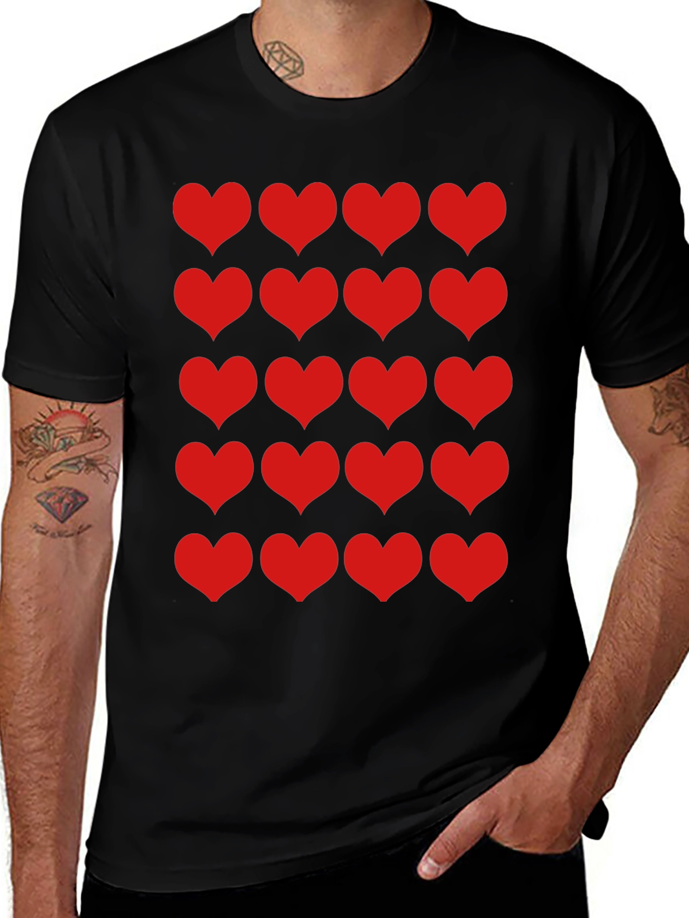 Variant 18 of Heart Pattern Black T-Shirt