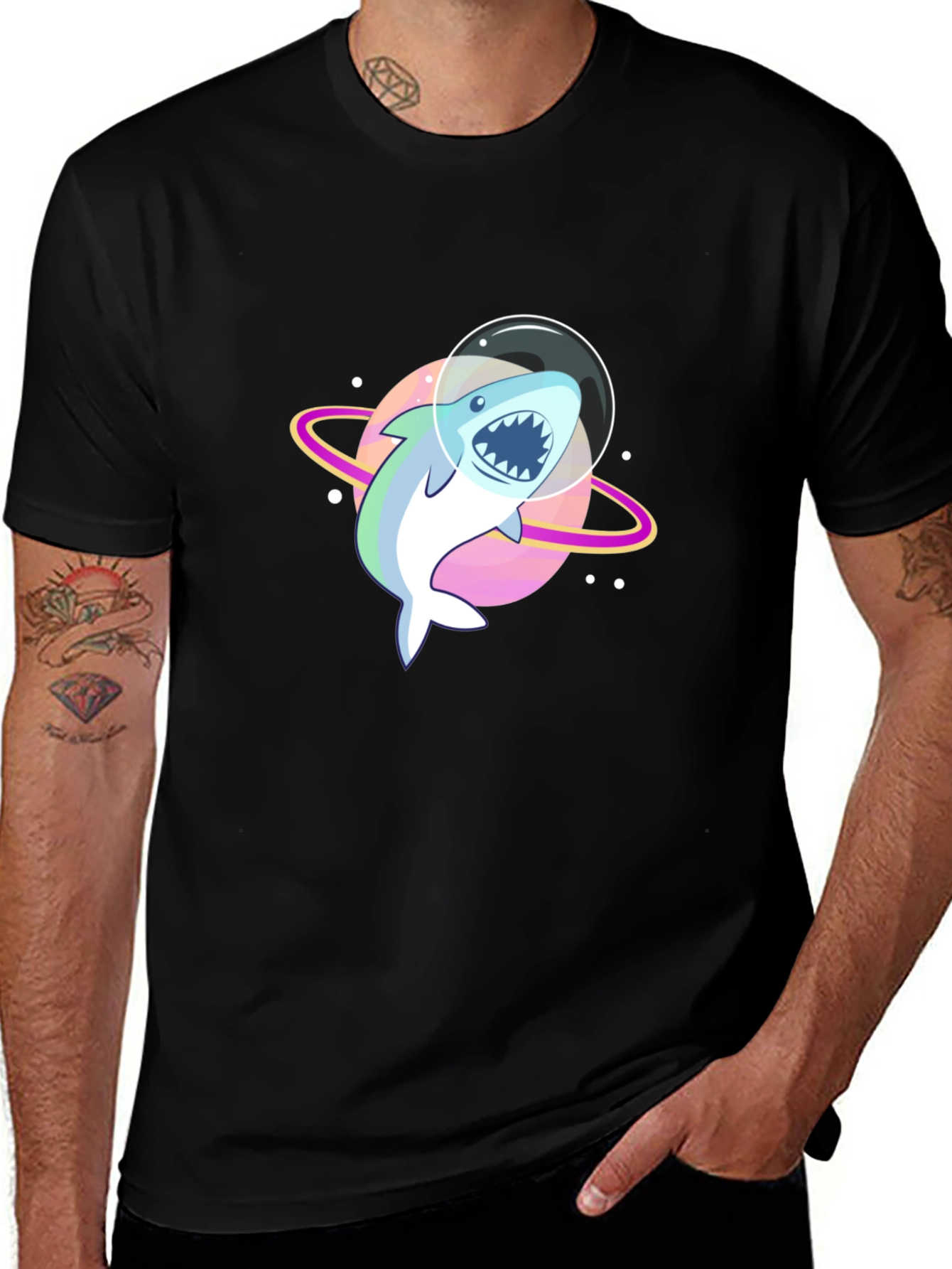 Variant 19 of Space Shark Graphic Tee - Cool Galaxy Design