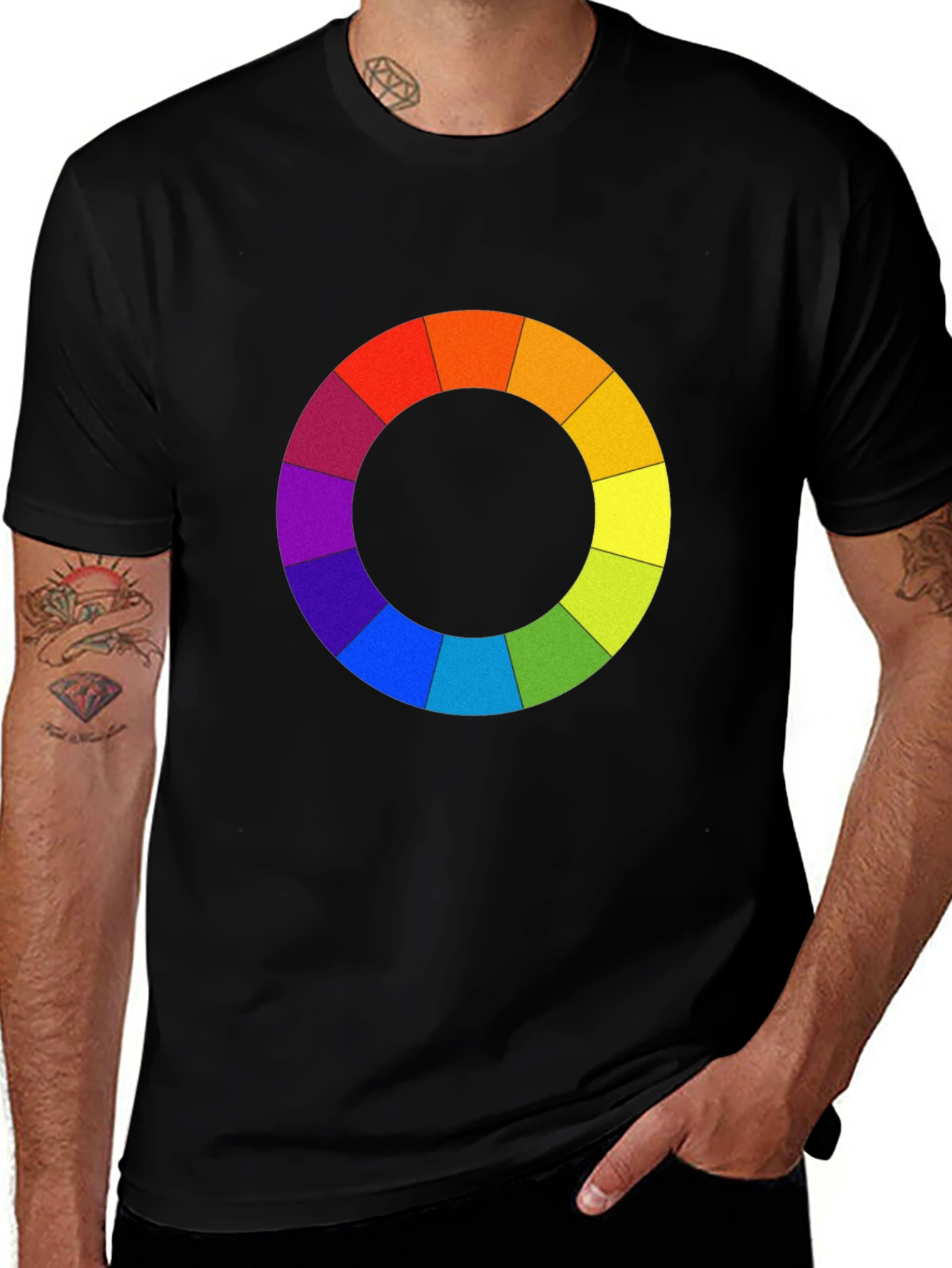 Variant 24 of Color Wheel Graphic Tee - Mens Black T-Shirt