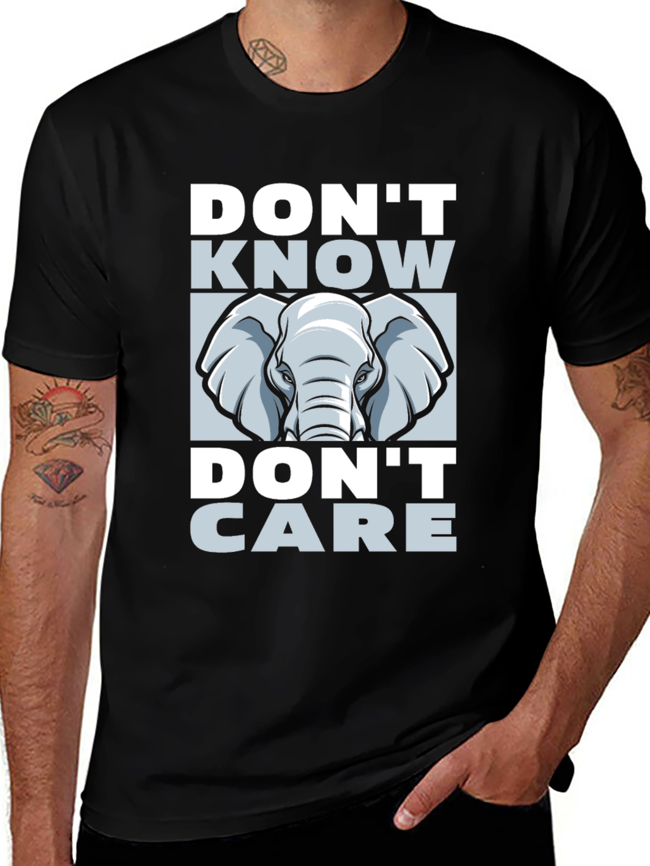 Variant 15 of Don't Know Don't Care Elephant Graphic Tee