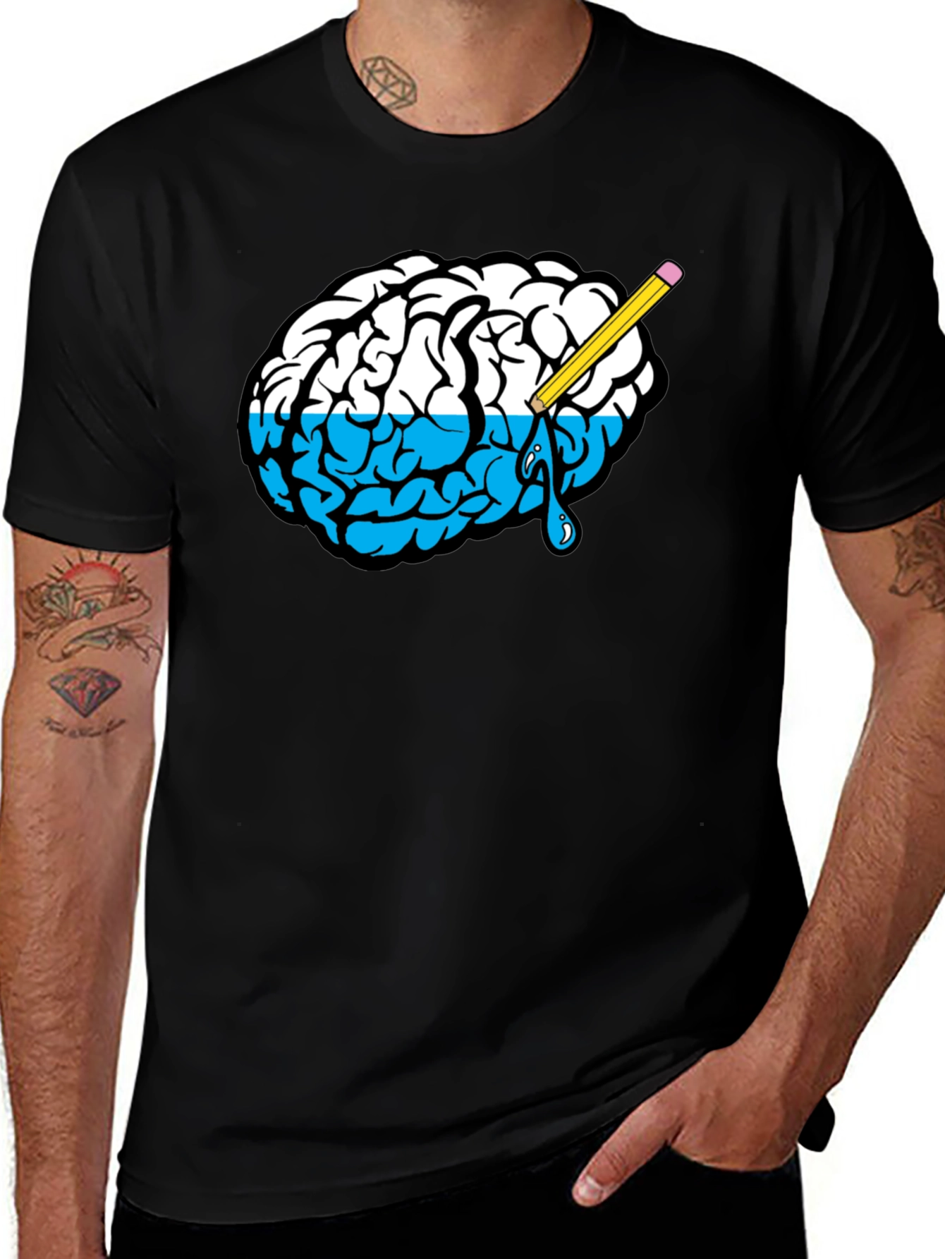 Variant 17 of Creative Brain Tee - Black Cotton Graphic T-Shirt