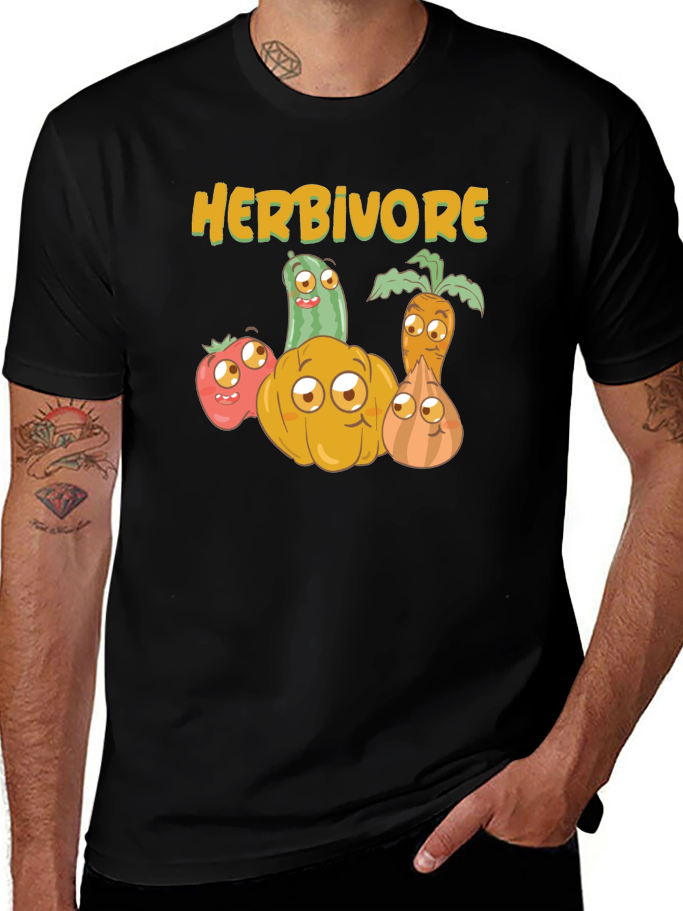 Herbivore Vegan T-Shirt - Cute Vegetable Design