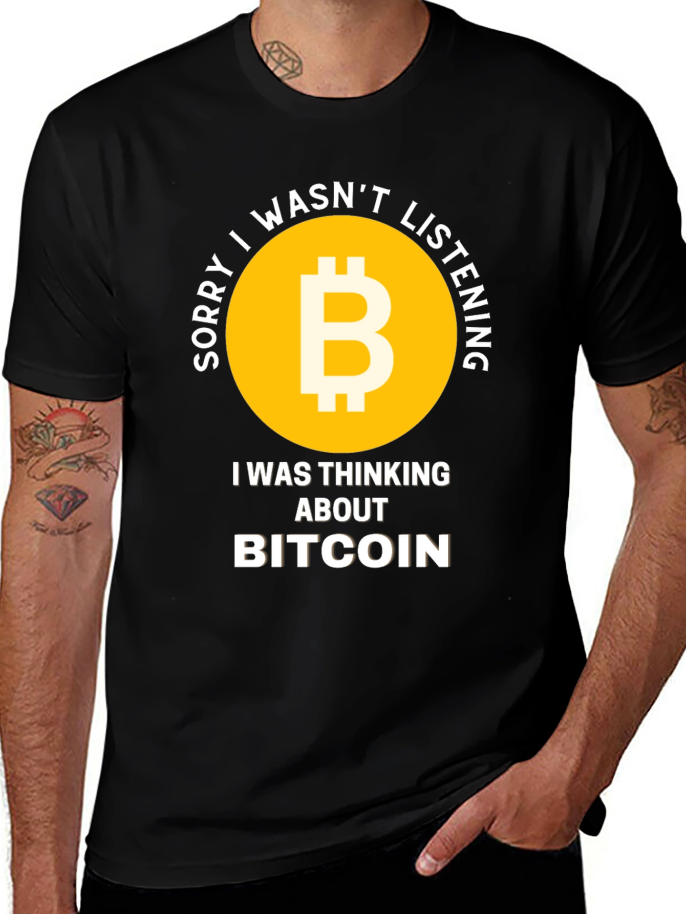 Variant 19 of Bitcoin Thinking Funny T-Shirt