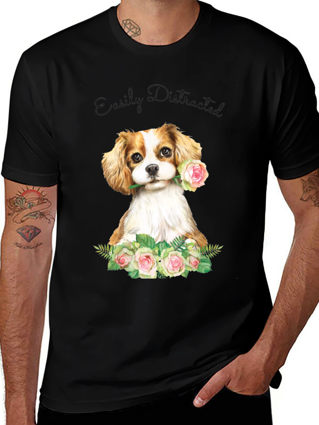 Variant 23 of Easily Distracted Dog & Rose T-Shirt