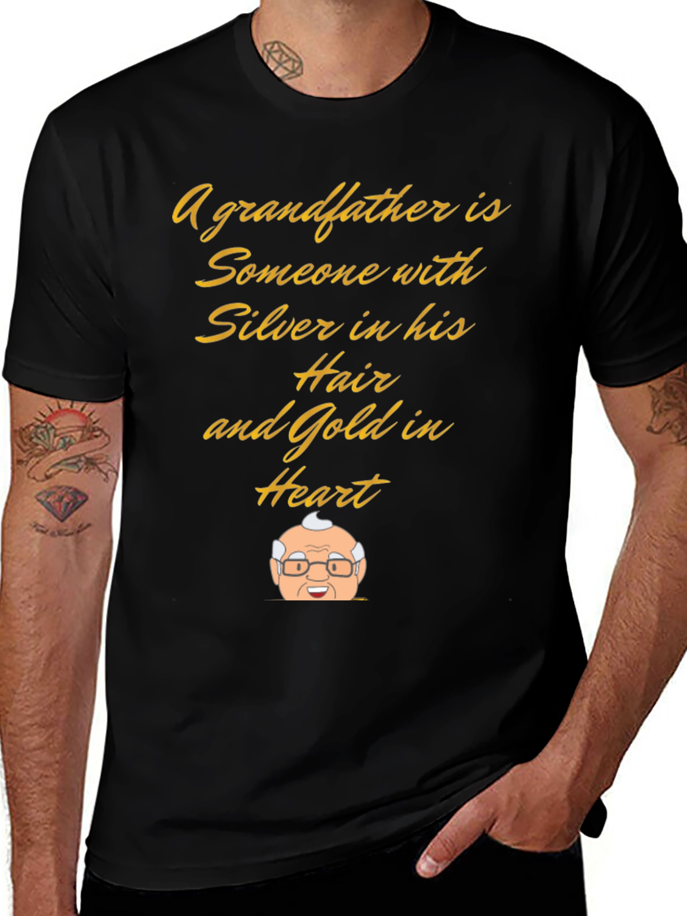 Variant 25 of Grandfather Silver Hair Gold Heart Tee