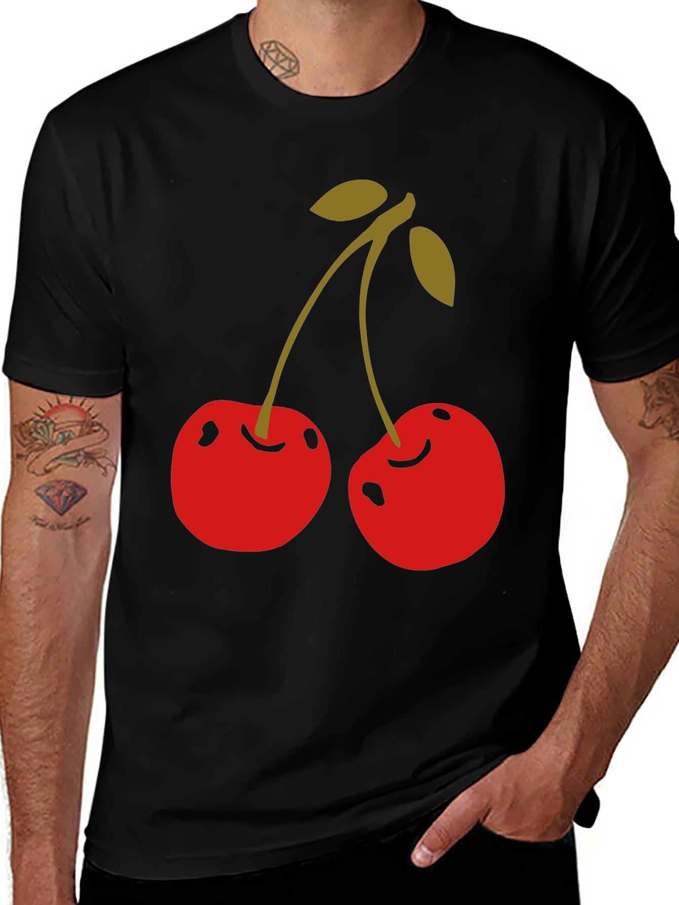 Variant 16 of Cherry Graphic Tee - Stylish Black Cotton T-Shirt