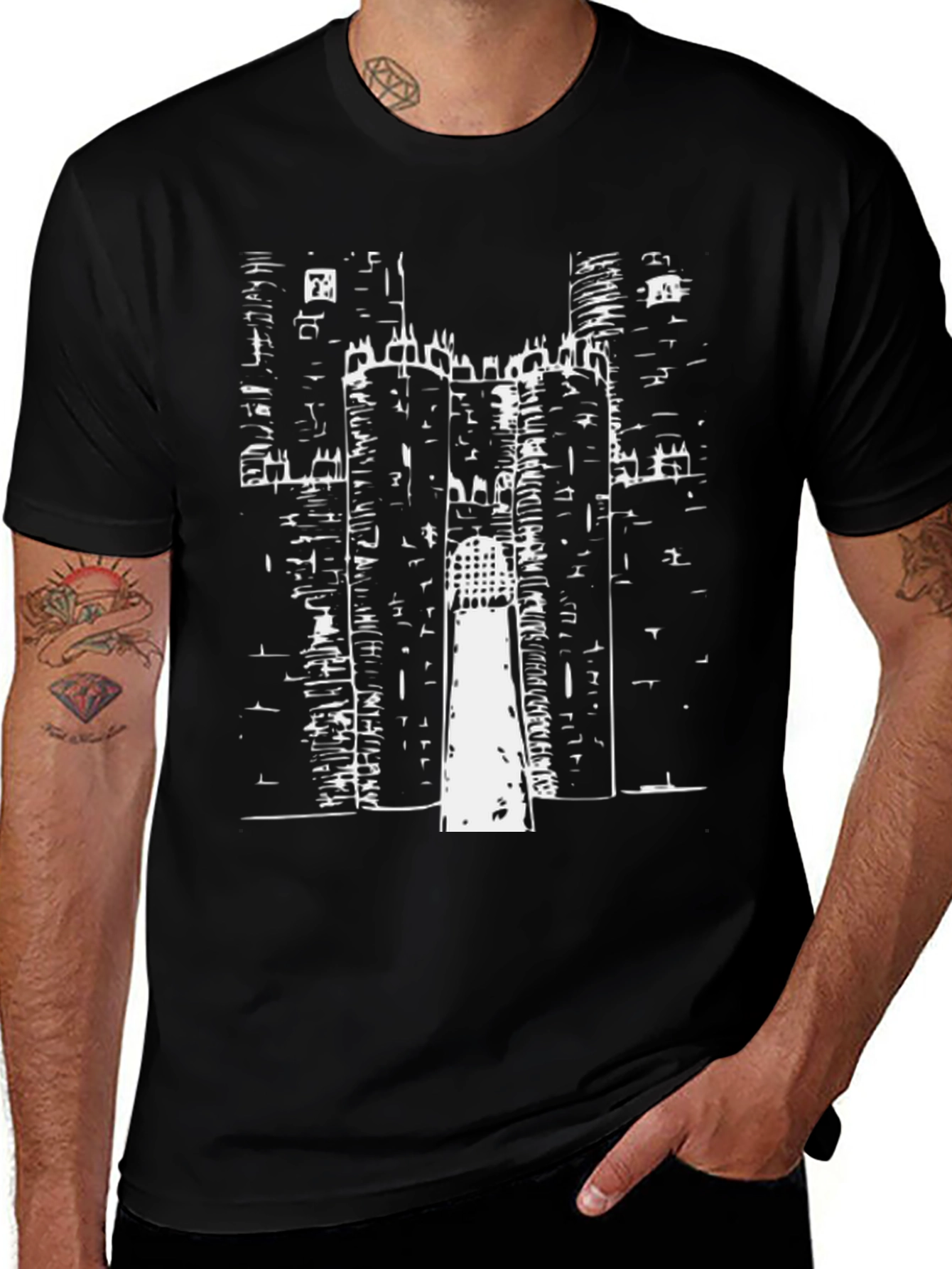Variant 28 of Black Castle Print Tee - Graphic T-Shirt