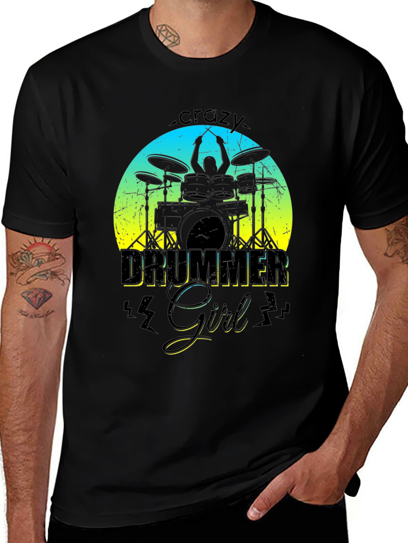 Variant 17 of Crazy Drummer Girl Graphic T-Shirt