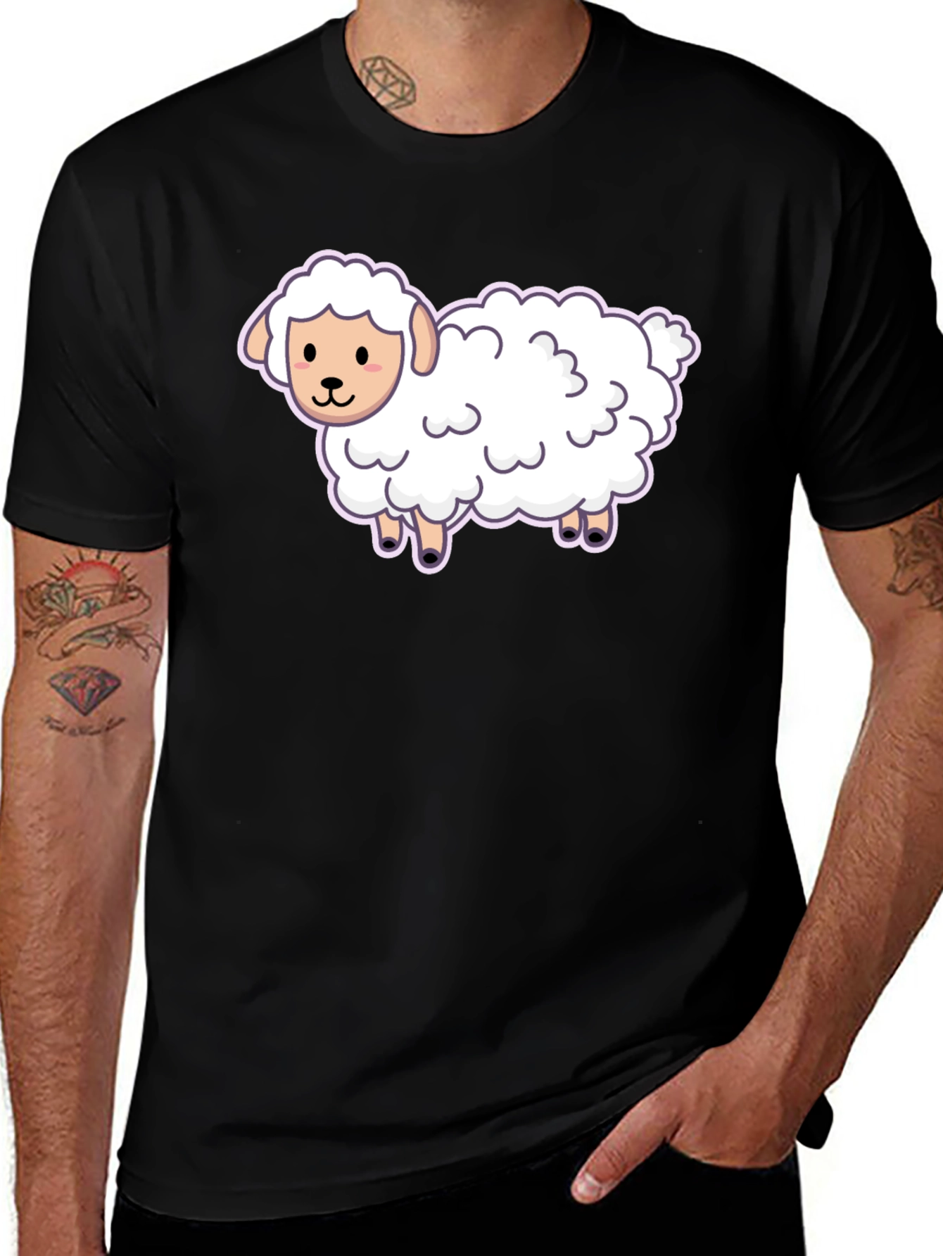 Variant 14 of Cute Sheep Graphic Tee - Black