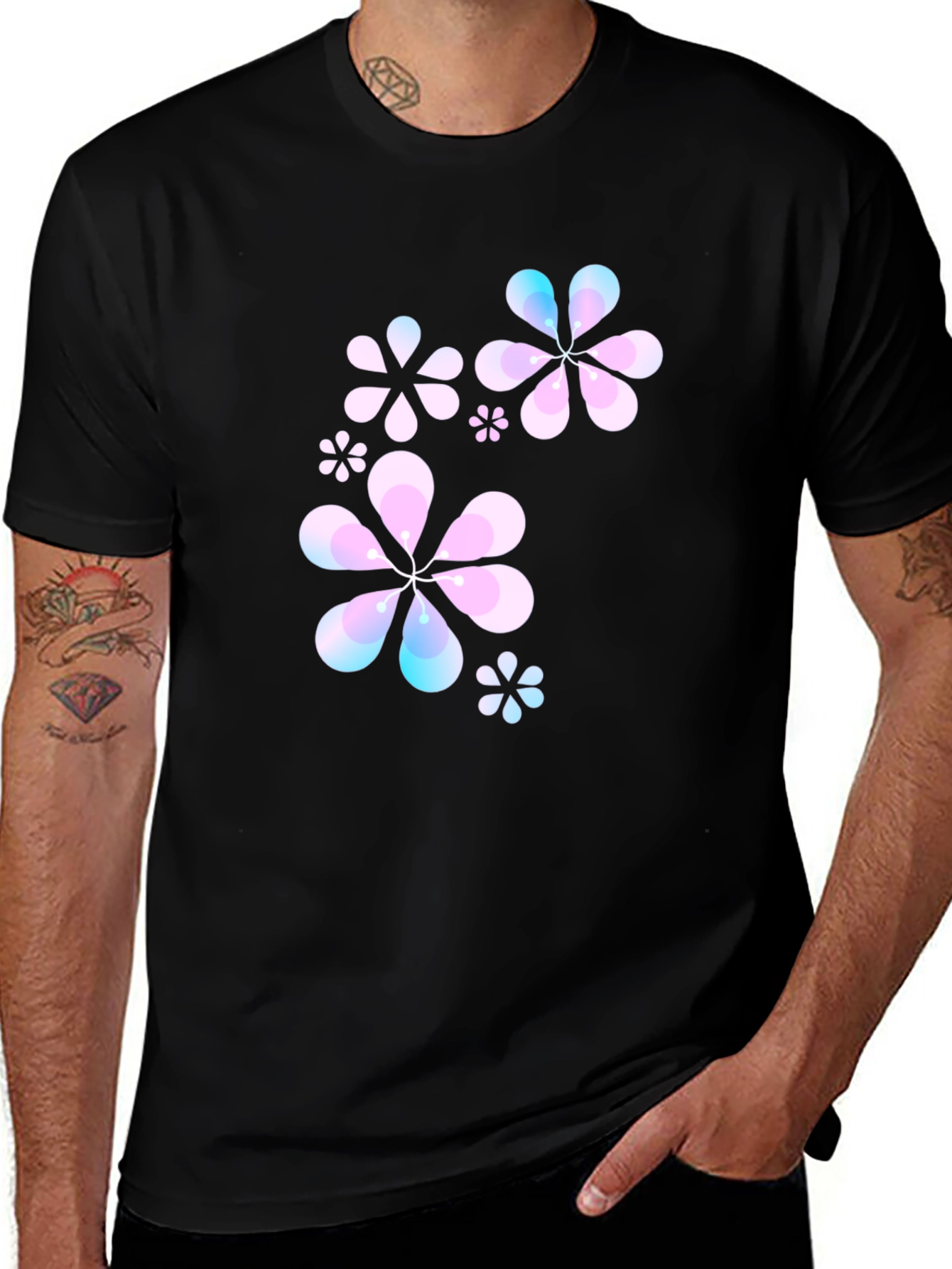 Floral Graphic Black T-Shirt