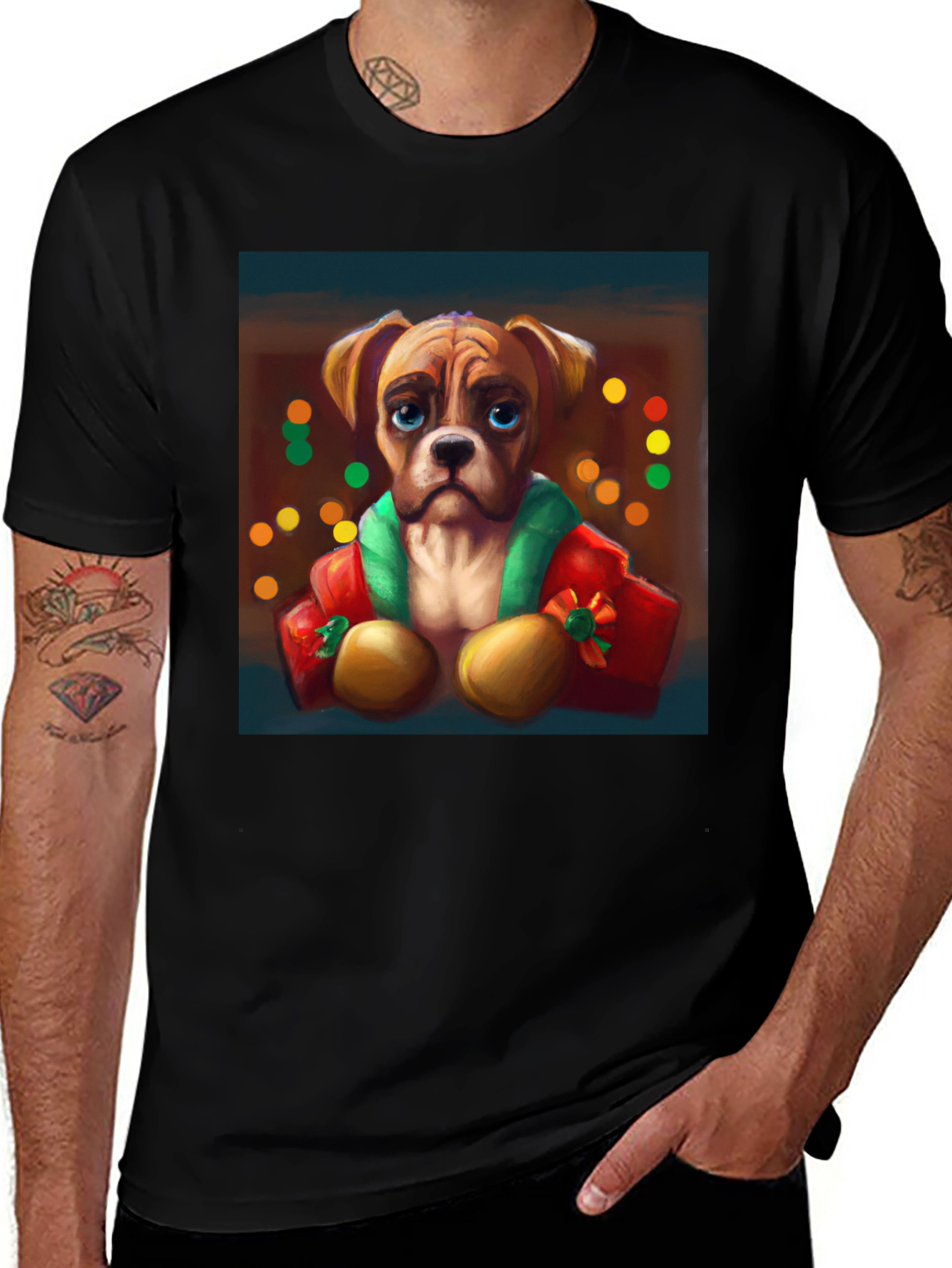 Variant 5 of Dog Portrait Tee: Festive Boxer Graphic T-Shirt