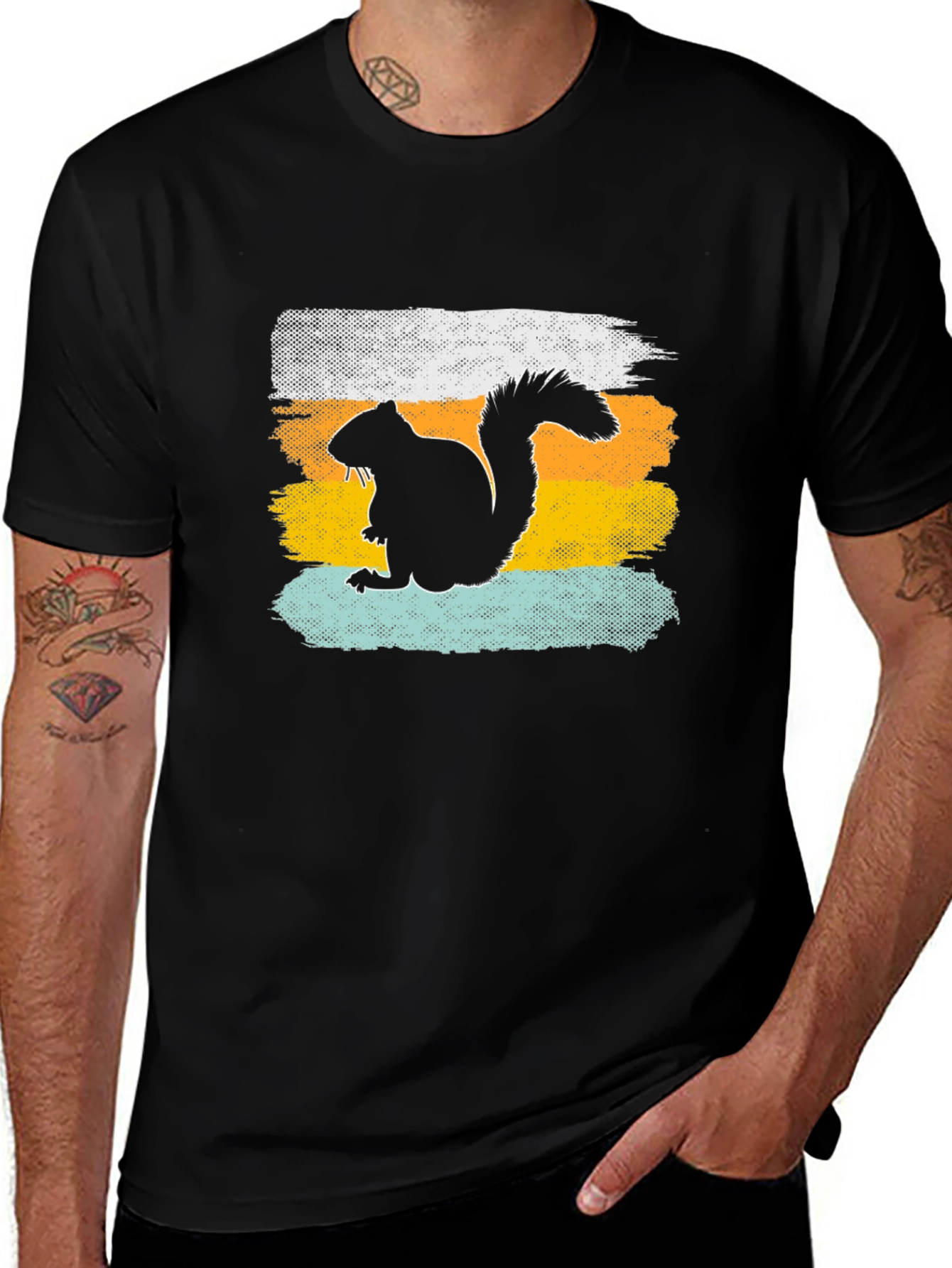 Variant 22 of Squirrel Silhouette Tee - Black Graphic T-Shirt