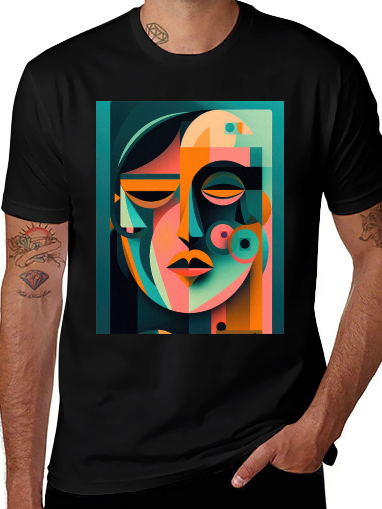 Variant 18 of Abstract Face Graphic Print Tee