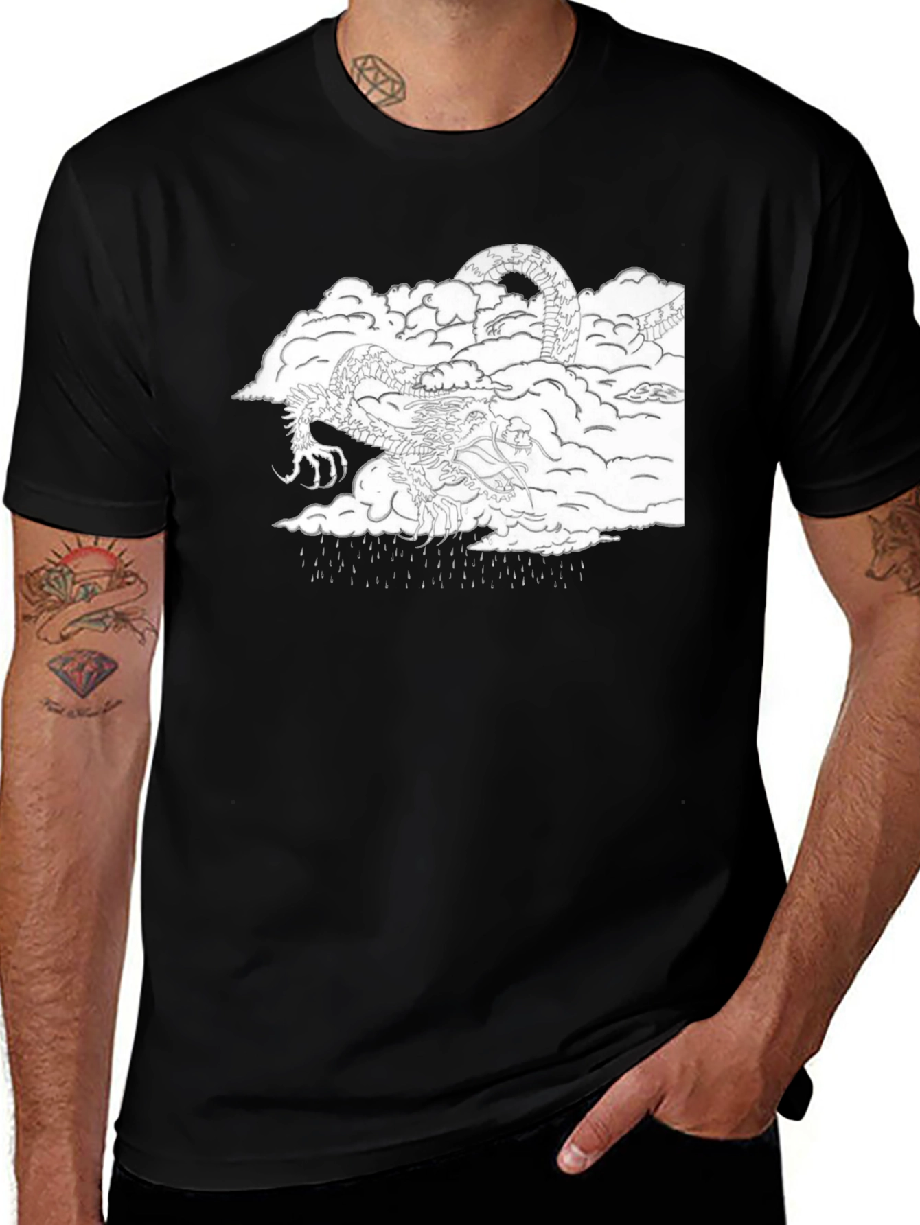 Variant 14 of Dragon in Clouds Black Graphic Tee