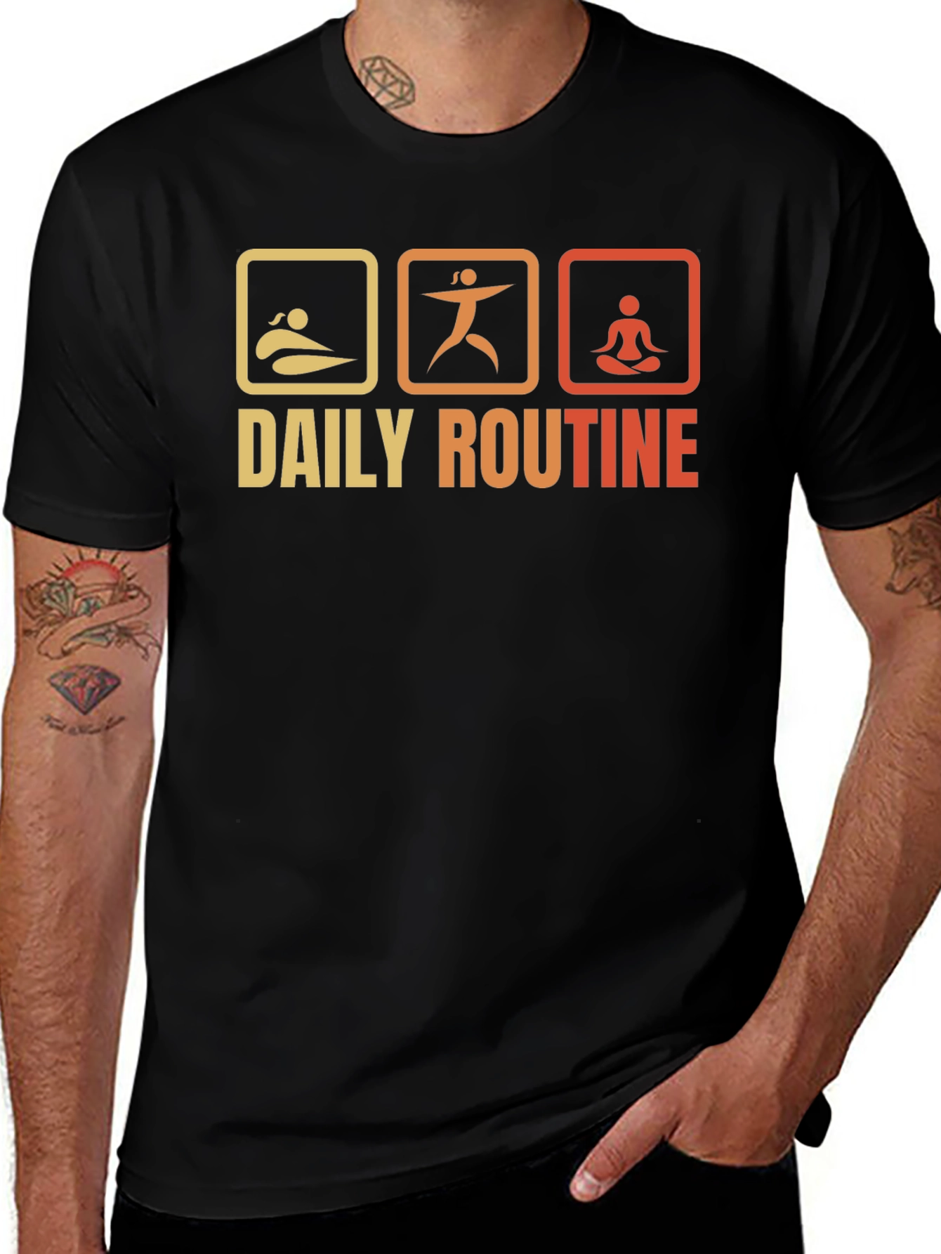 Variant 11 of Daily Routine T-Shirt - Swim, Exercise, Meditate