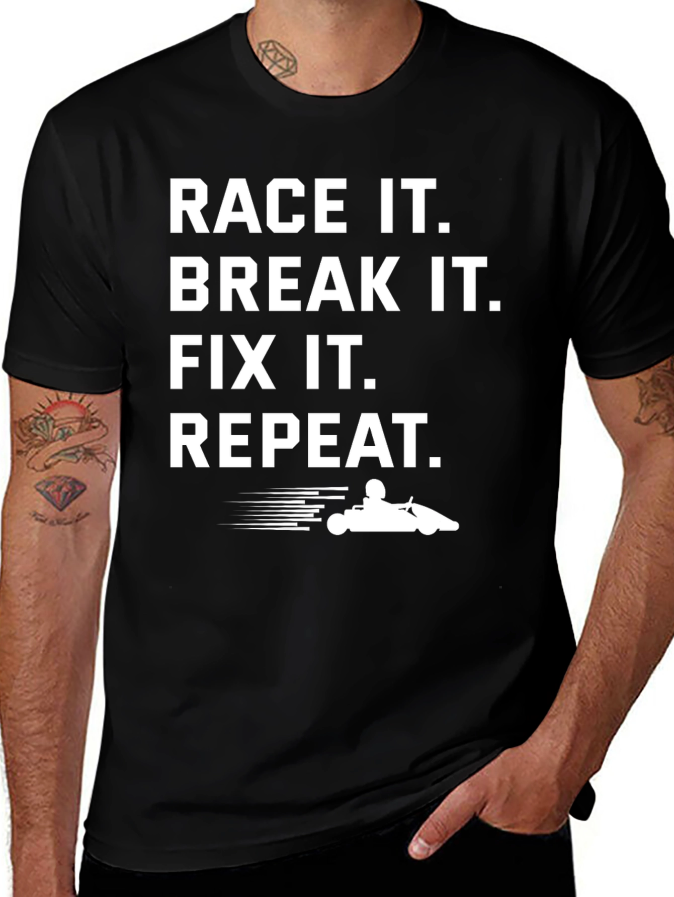Variant 5 of Race It, Break It, Fix It, Repeat - Kart Racing T-Shirt