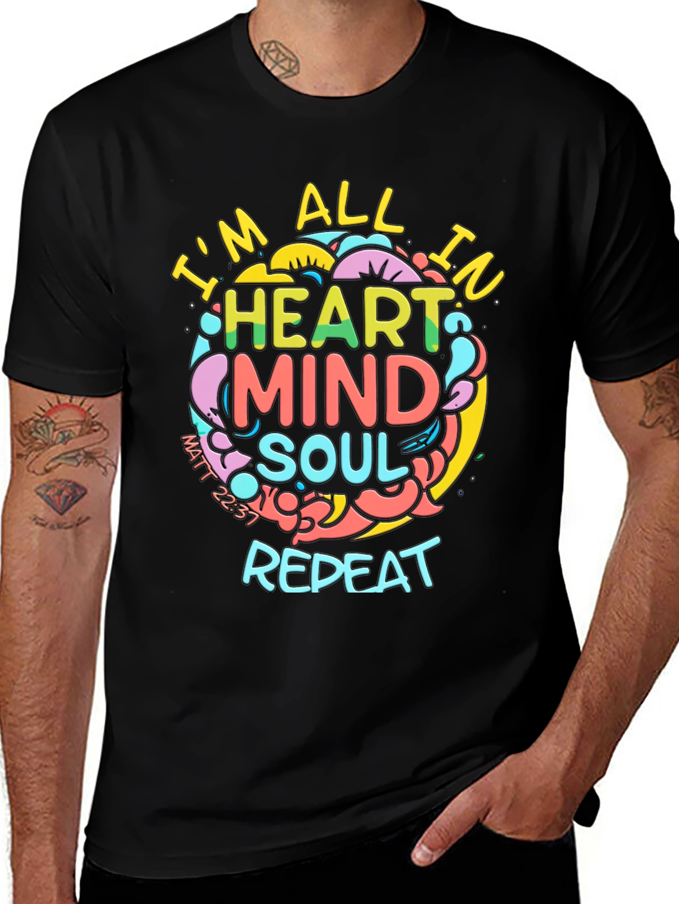 Variant 7 of Heart Mind Soul Repeat Graphic Tee