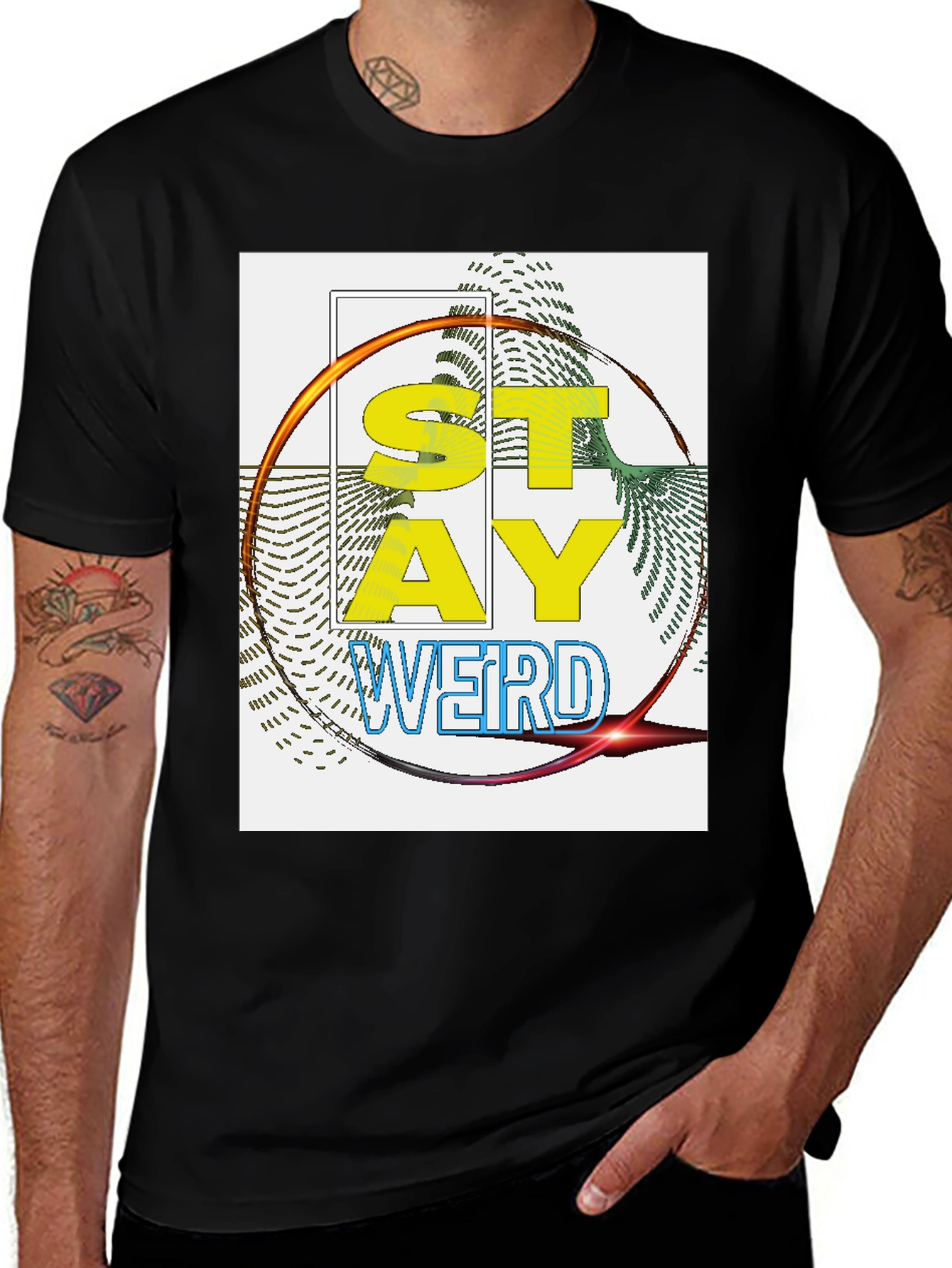 Variant 9 of Stay Weird Graphic Print T-Shirt - Black