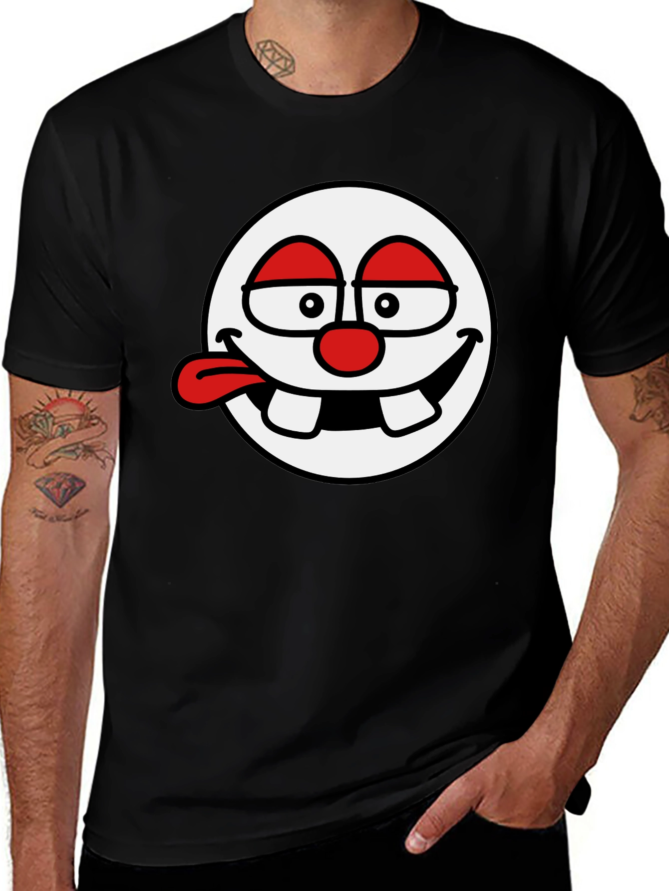 Variant 8 of Funny Face Graphic Tee - Black Cotton T-Shirt
