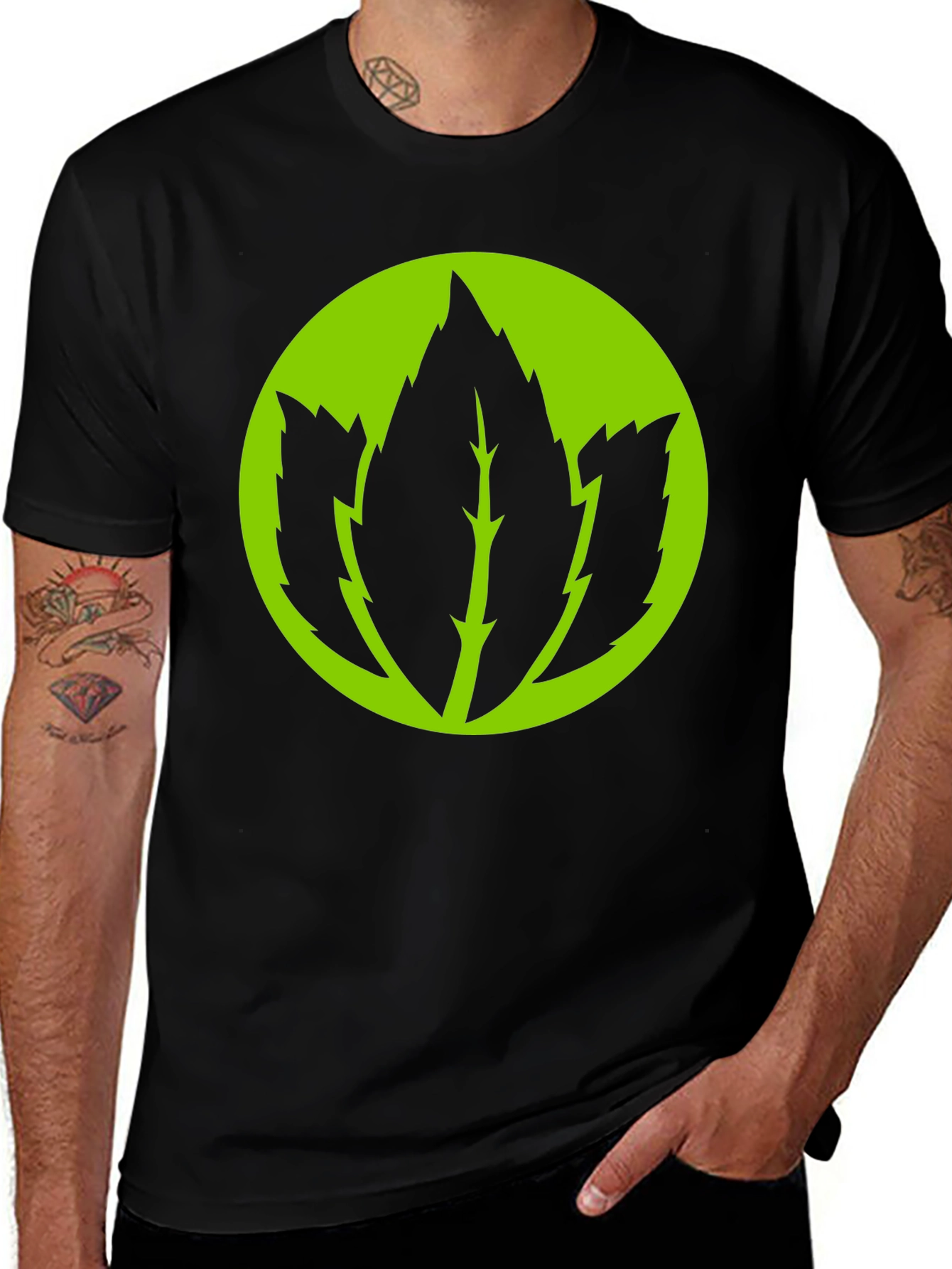 Variant 30 of Leaf Logo Graphic Black T-Shirt