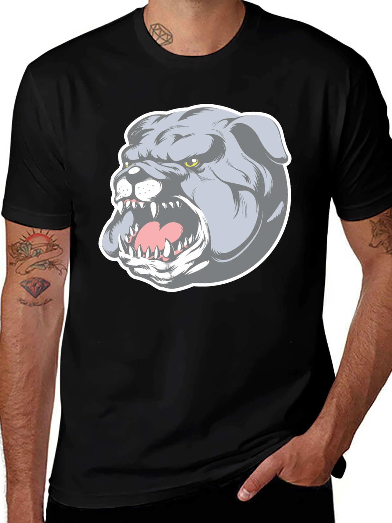 Variant 24 of Men's Black Bulldog Graphic T-Shirt