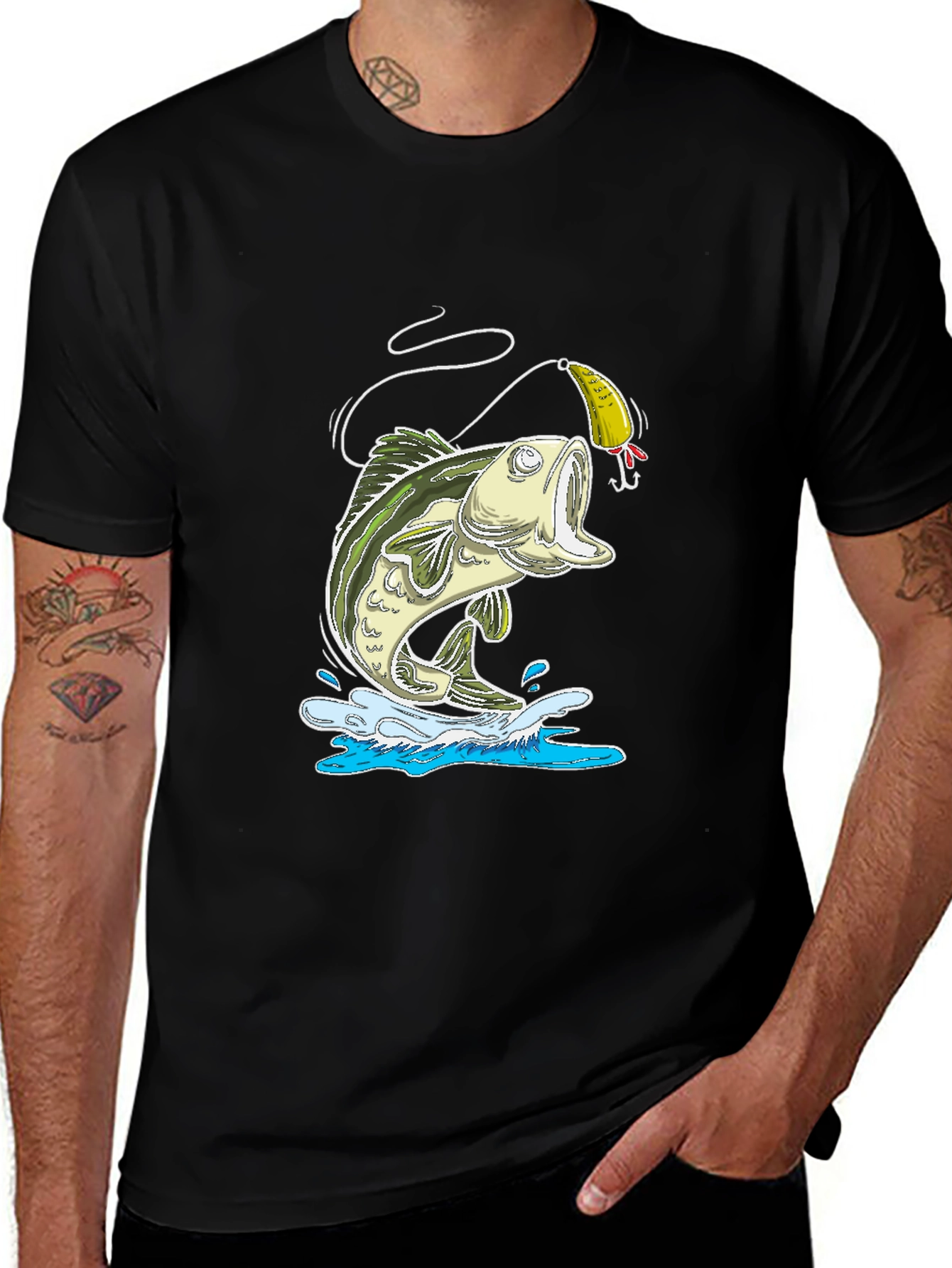 Variant 3 of Fishing Bass Graphic Tee - Angler's Catch T-Shirt