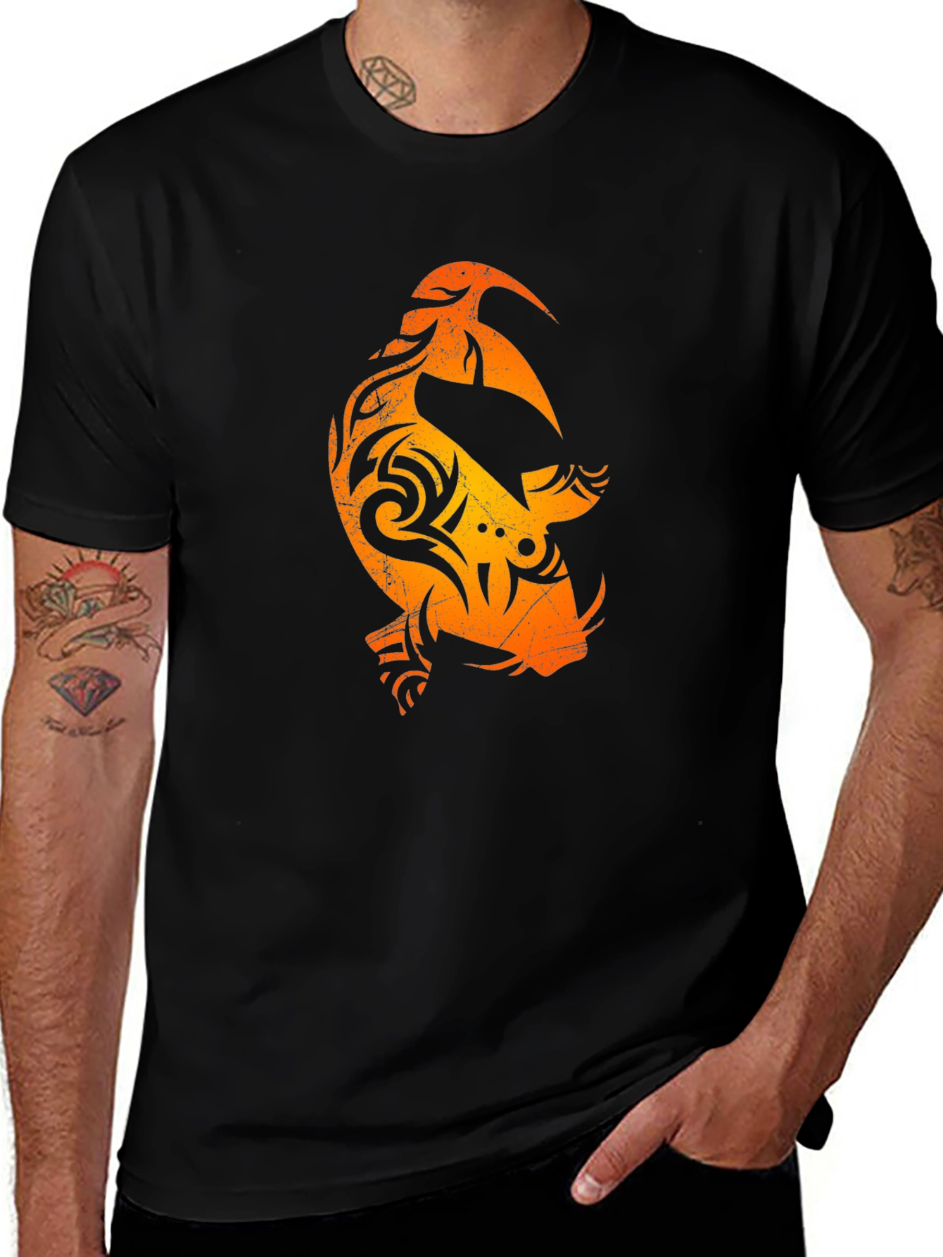 Variant 28 of Tribal Dragon Graphic Black T-Shirt