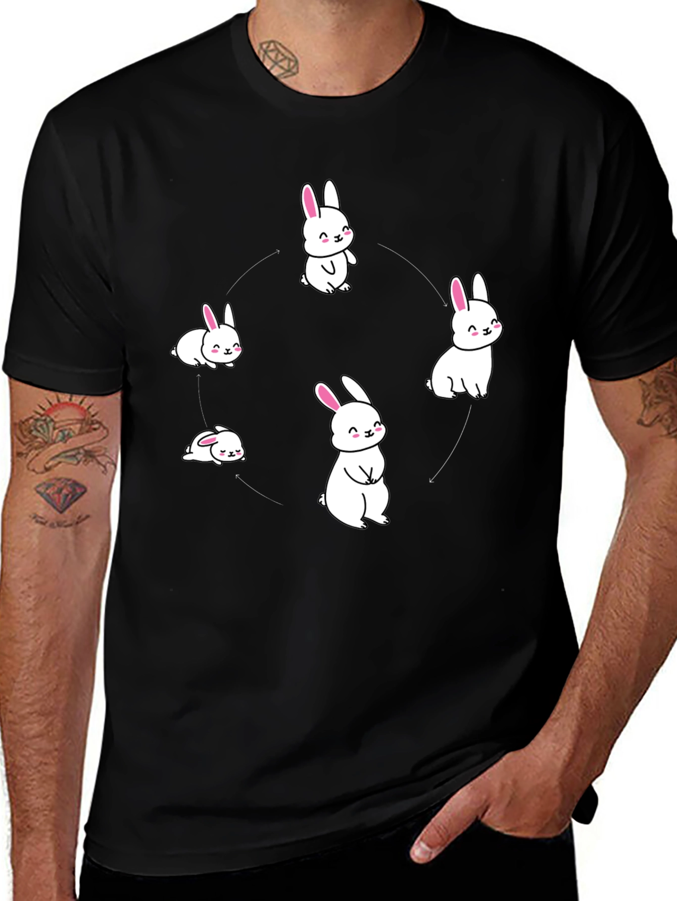 Variant 5 of Rabbit Cycle Graphic Tee - Cute Bunny T-Shirt