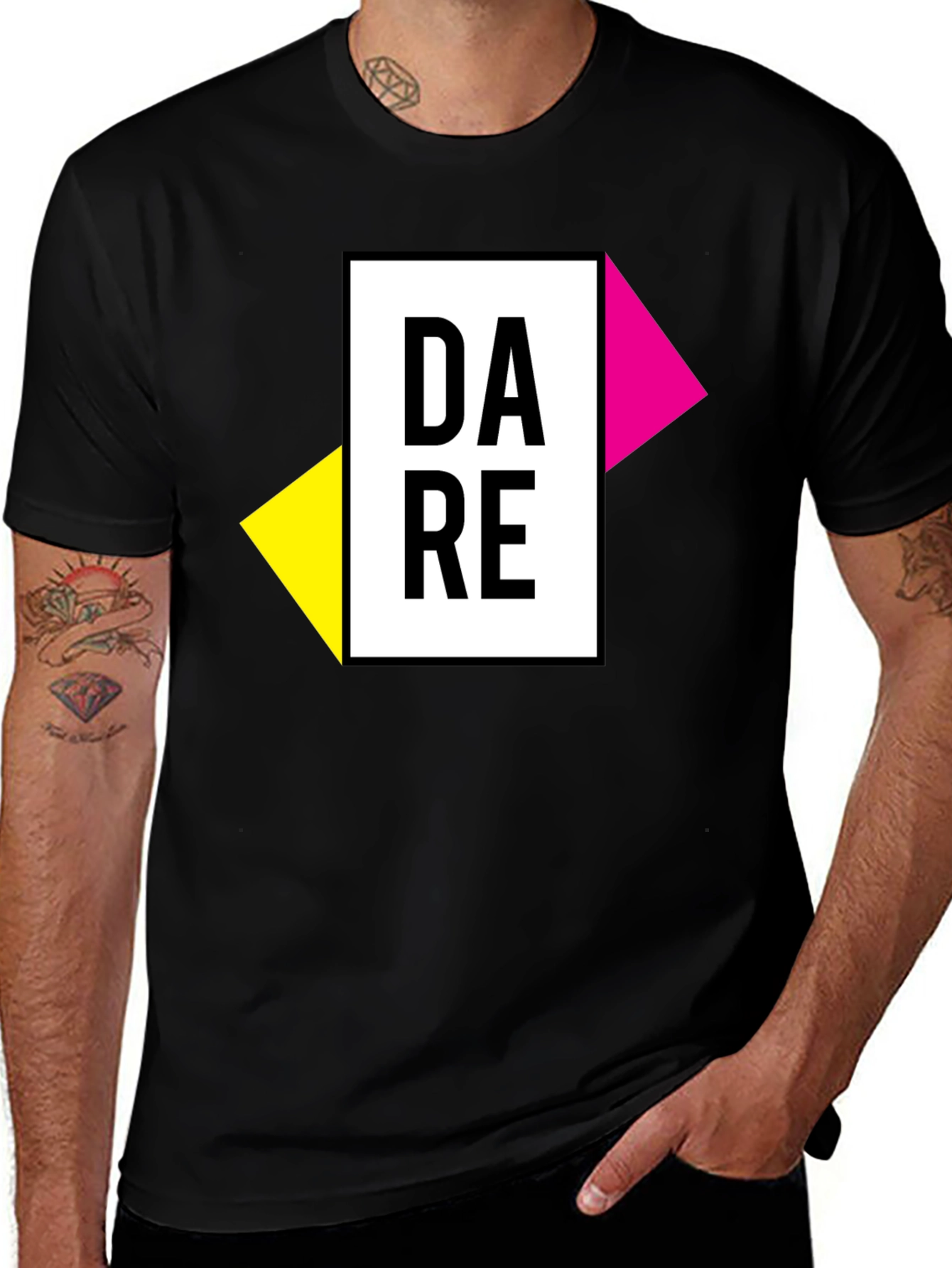 Variant 8 of Dare Graphic Tee - Black Cotton Blend T-Shirt