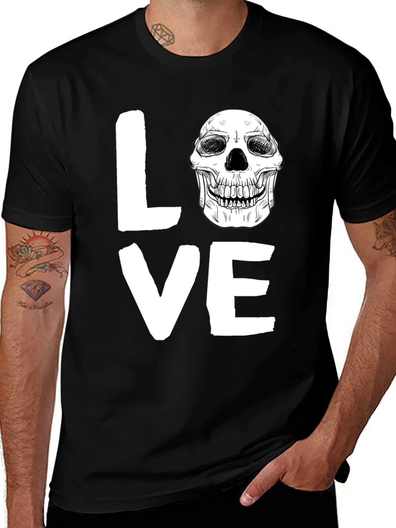 Variant 3 of Love Skull Graphic Tee - Unique Print Design