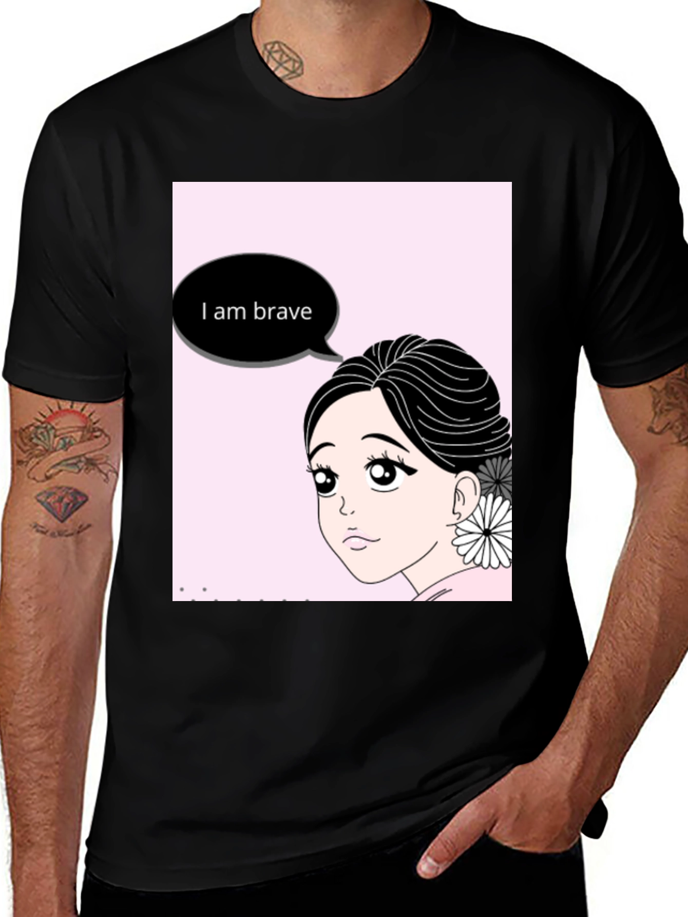 Variant 19 of Brave Anime Girl Black T-Shirt