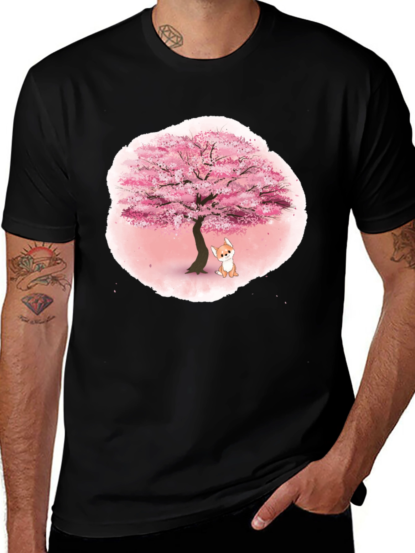 Variant 26 of Cherry Blossom Tree Corgi T-Shirt