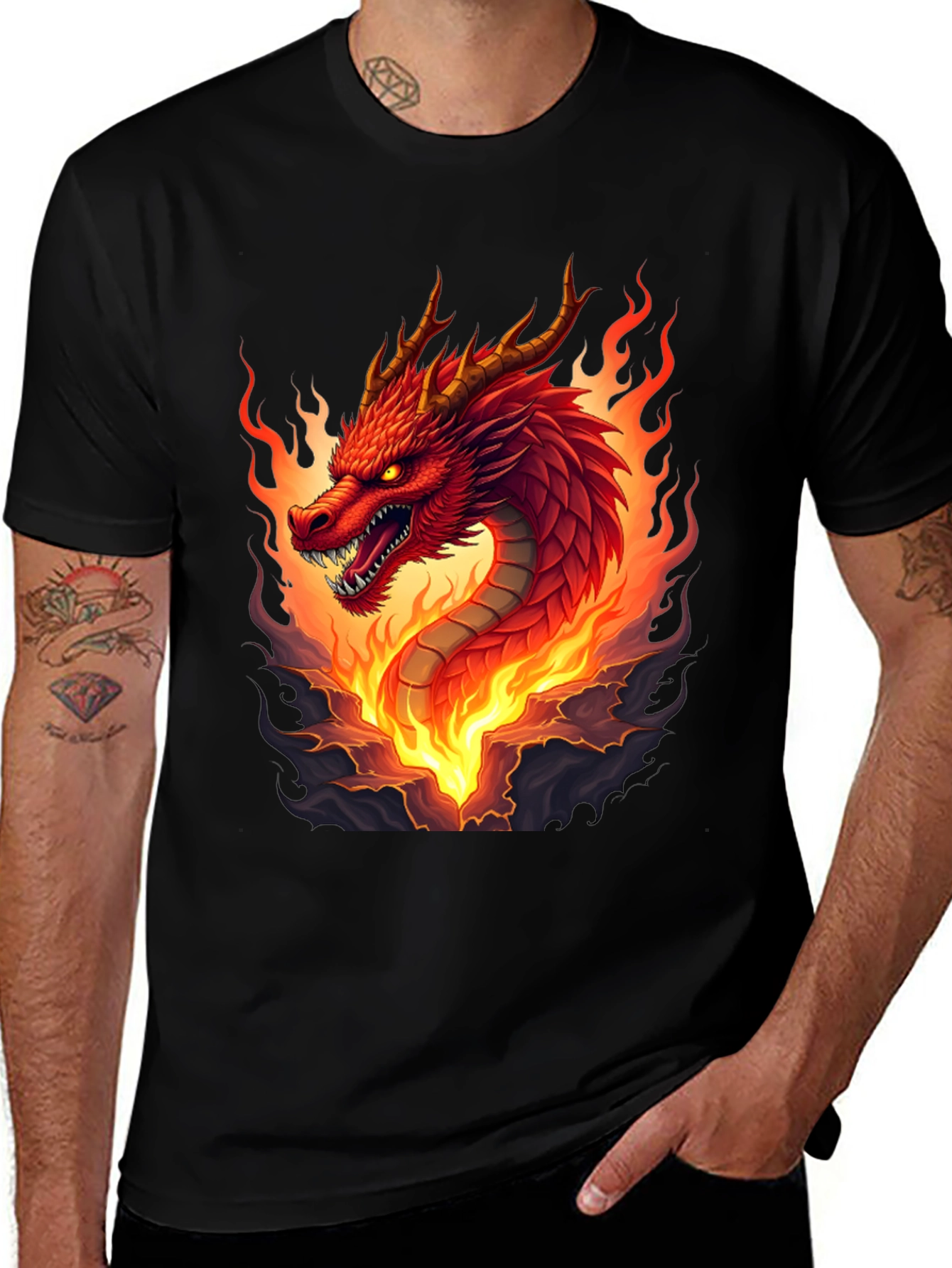 Variant 9 of Fiery Dragon Graphic Tee - Bold Statement Shirt
