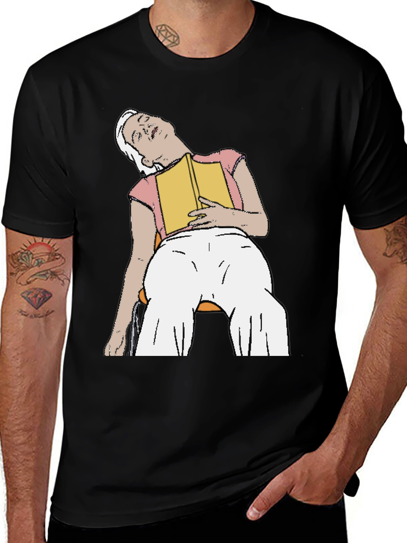 Variant 23 of Snoozing Reader Graphic Tee - Black T-Shirt