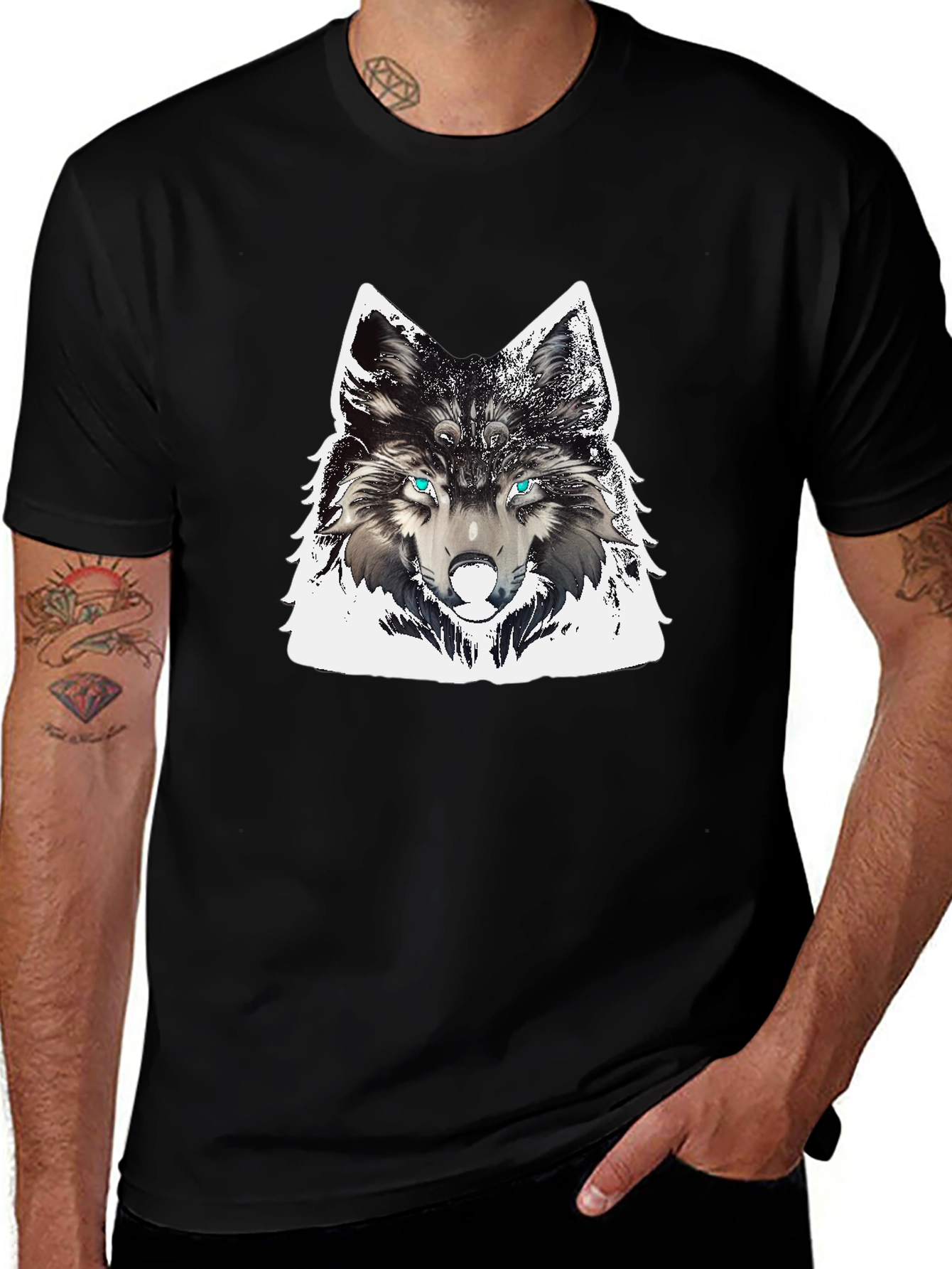 Variant 8 of Wolf Graphic Print Black T-Shirt