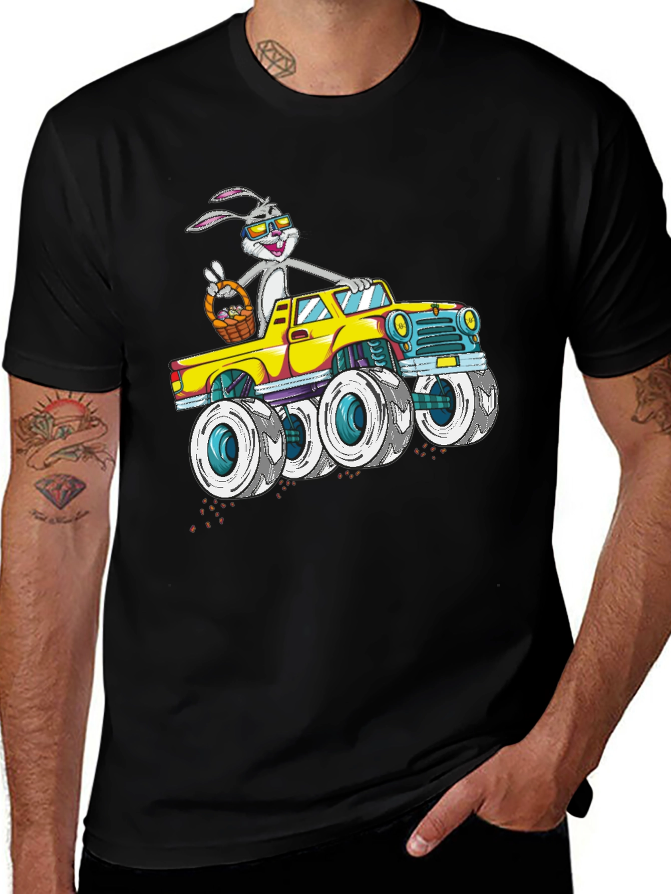Easter Bunny Monster Truck Graphic T-Shirt