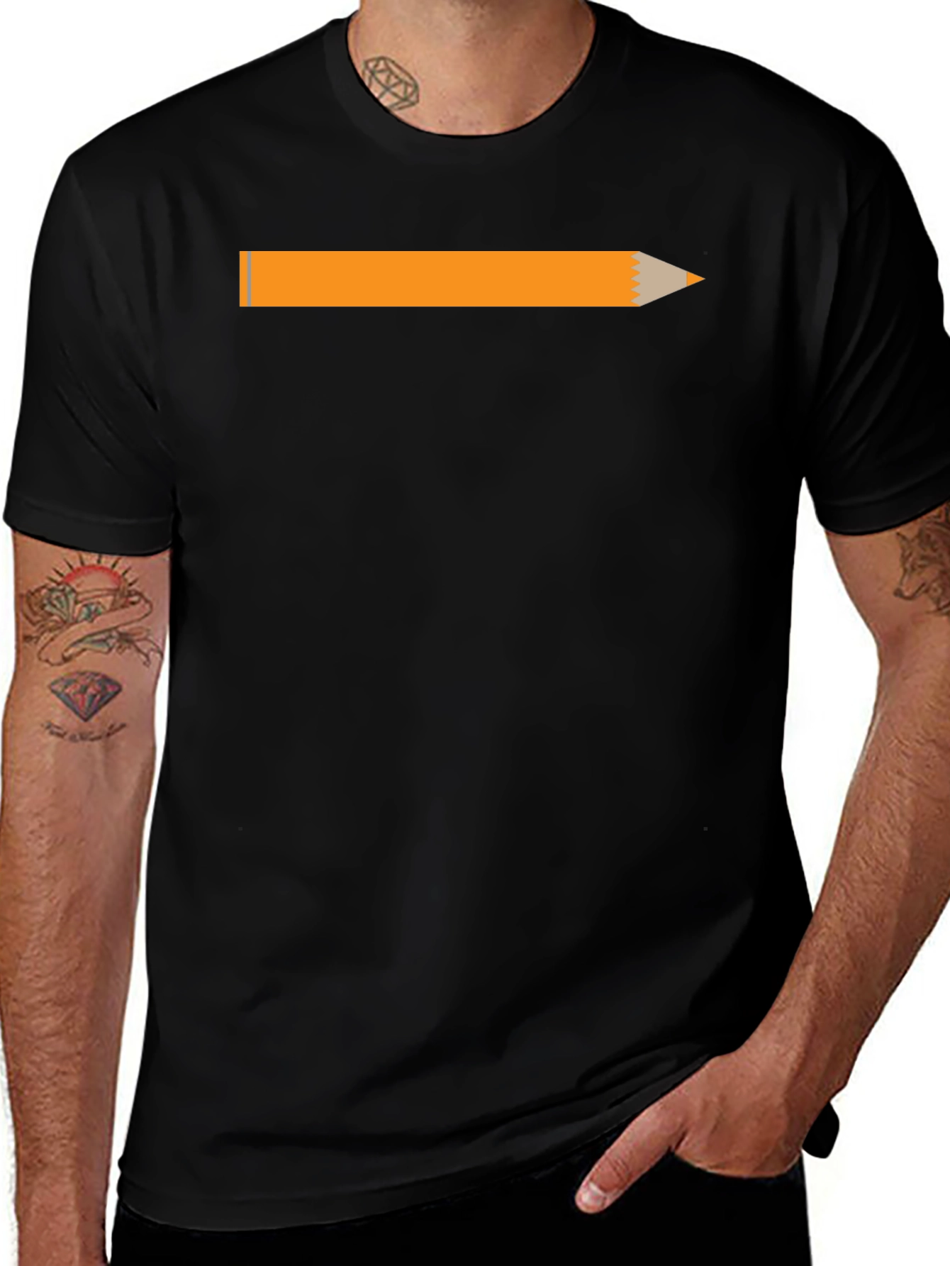 Variant 7 of Pencil Graphic Black T-Shirt - Creative Style