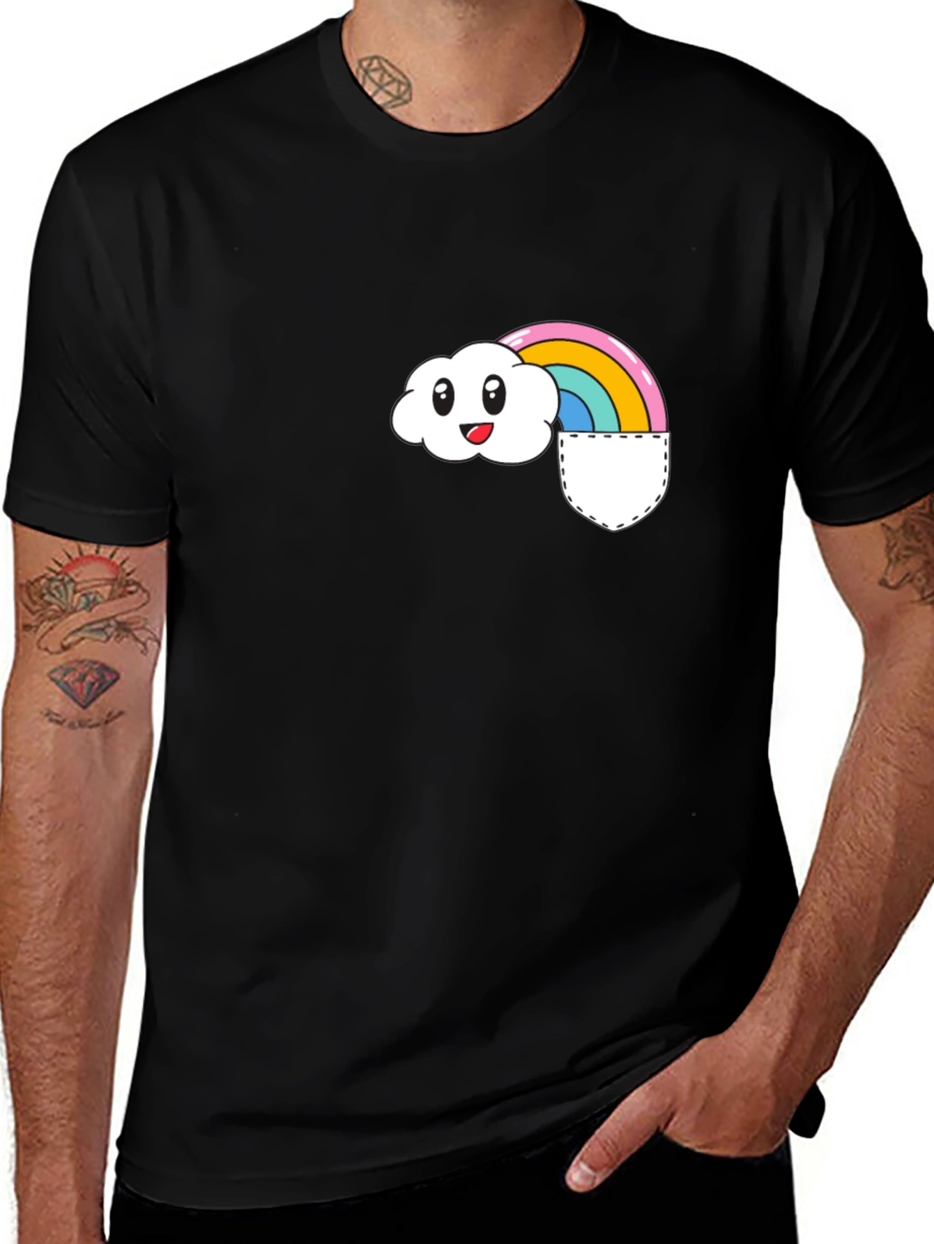 Variant 5 of Rainbow Cloud Pocket T-Shirt