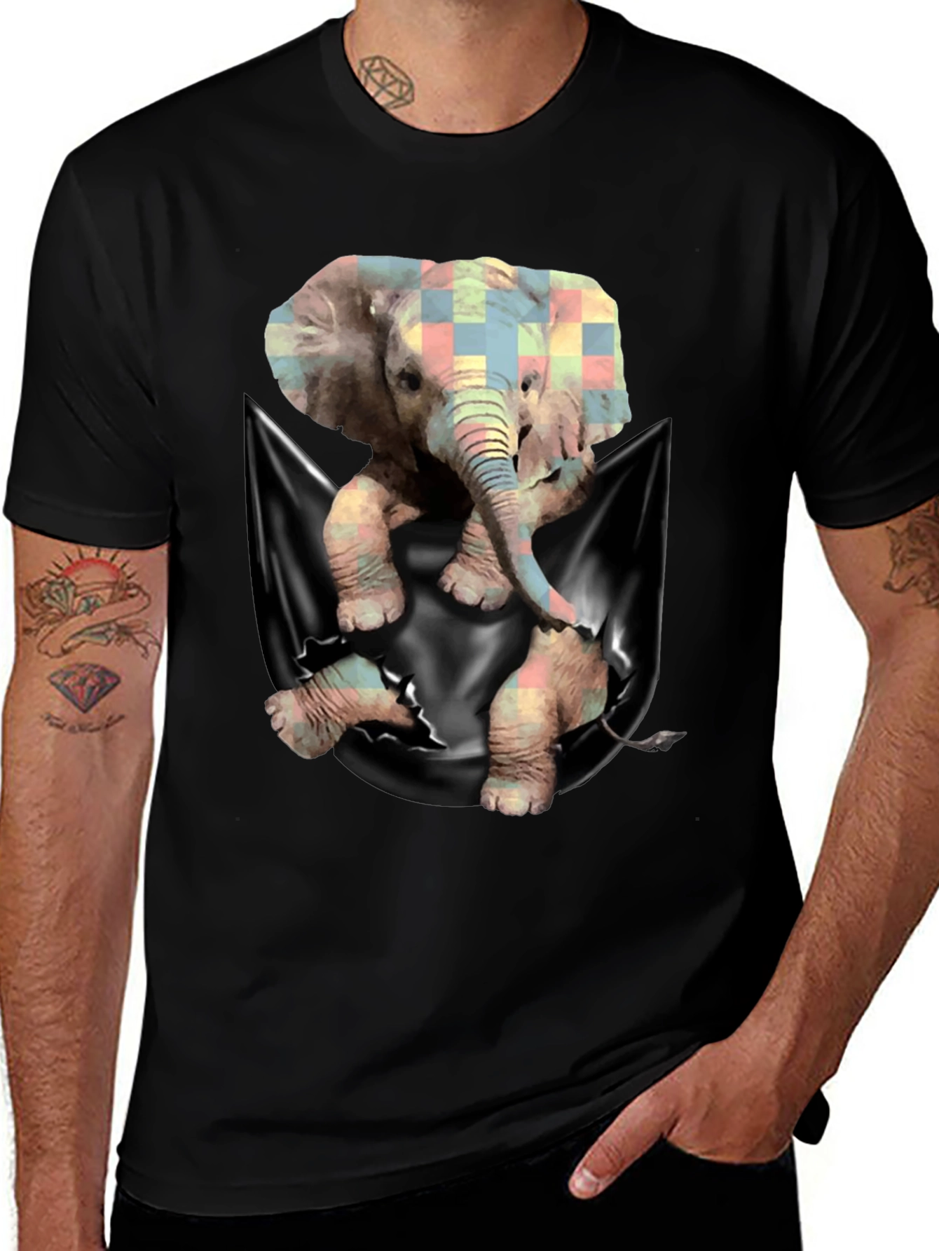 Variant 15 of Elephant Pocket T-Shirt - Unique Graphic Tee