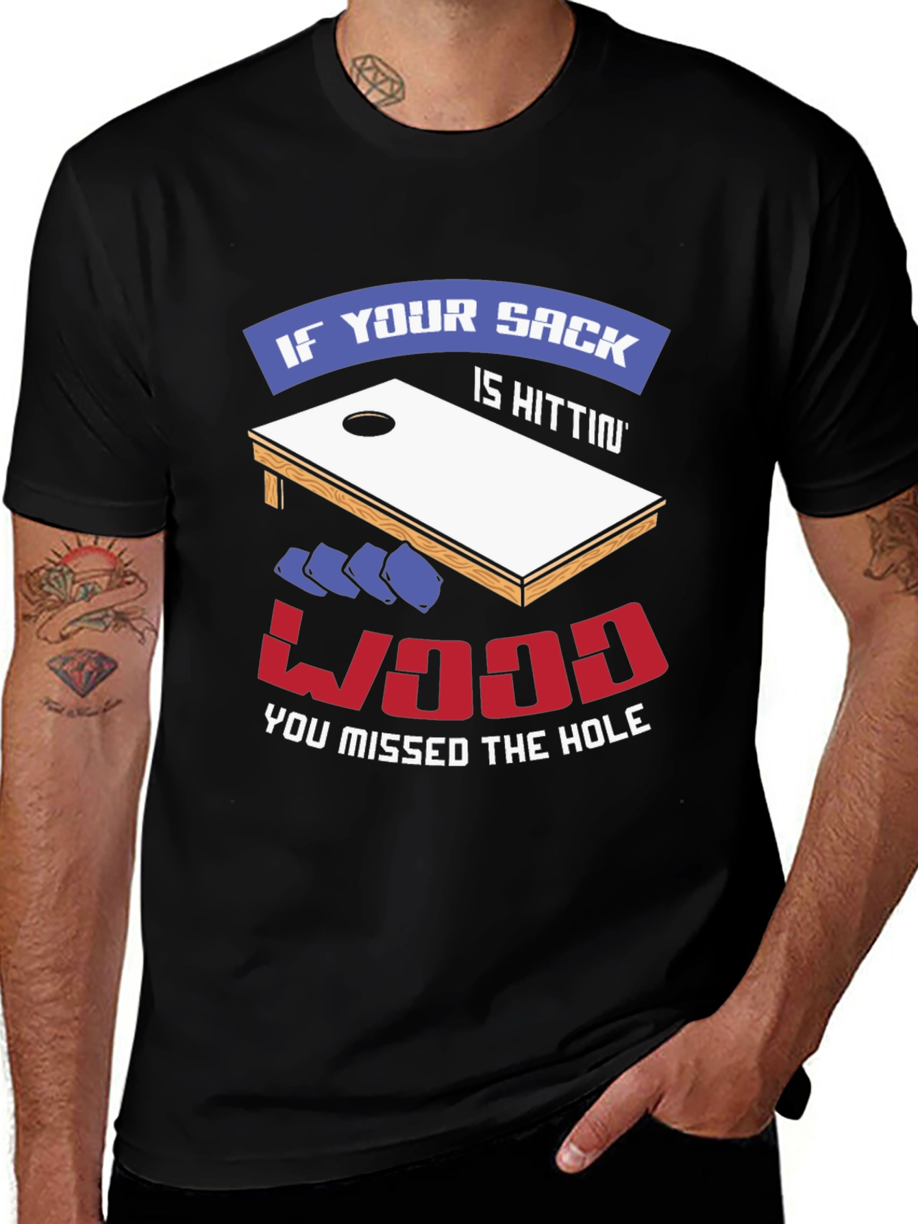 Variant 29 of Cornhole Funny T-Shirt: Sack Hittin' Wood
