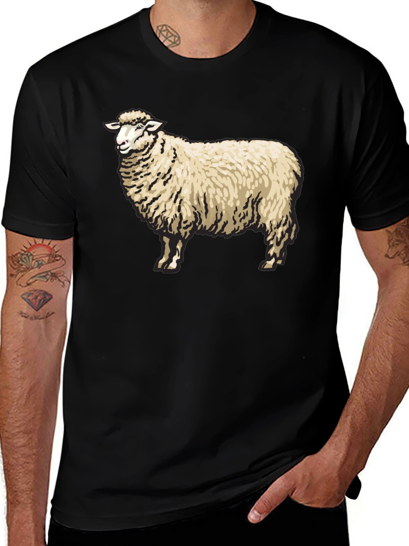 Variant 24 of Sheep Graphic Black T-Shirt