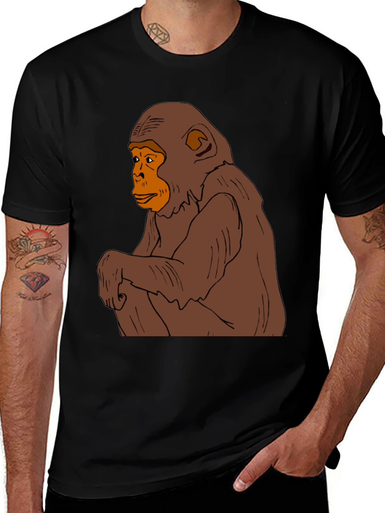 Variant 2 of Chimpanzee Graphic Tee - Men's Black T-Shirt