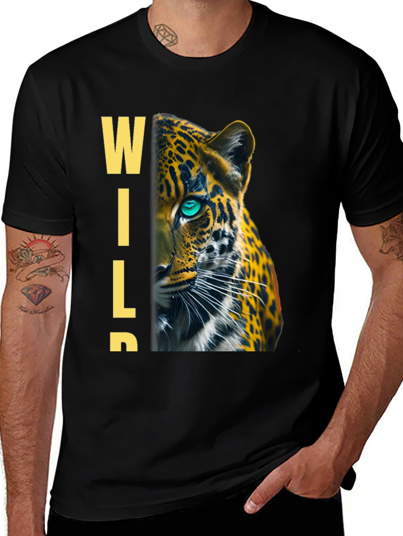 Variant 20 of Wild Leopard Graphic Black T-Shirt