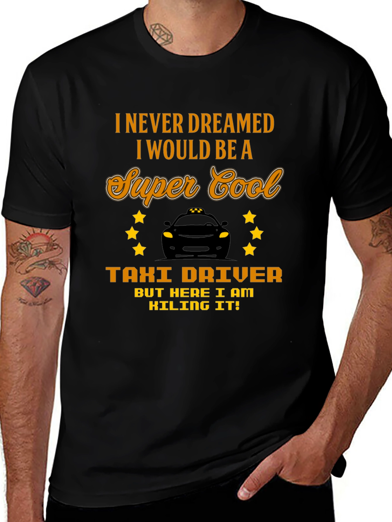 Black Super Cool Taxi Driver Graphic Tee main image