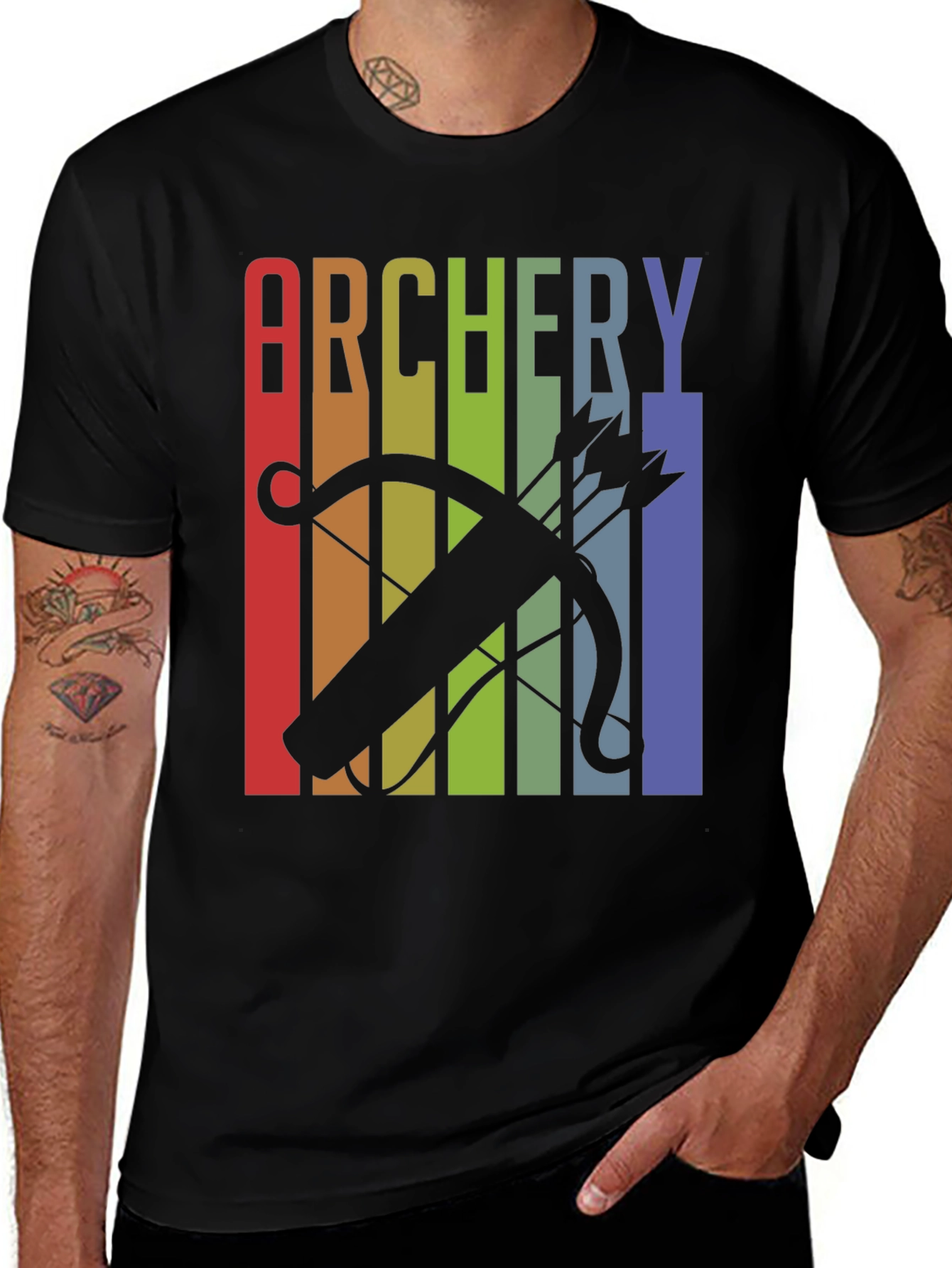 Variant 30 of Archery Bow & Arrow Rainbow Graphic T-Shirt