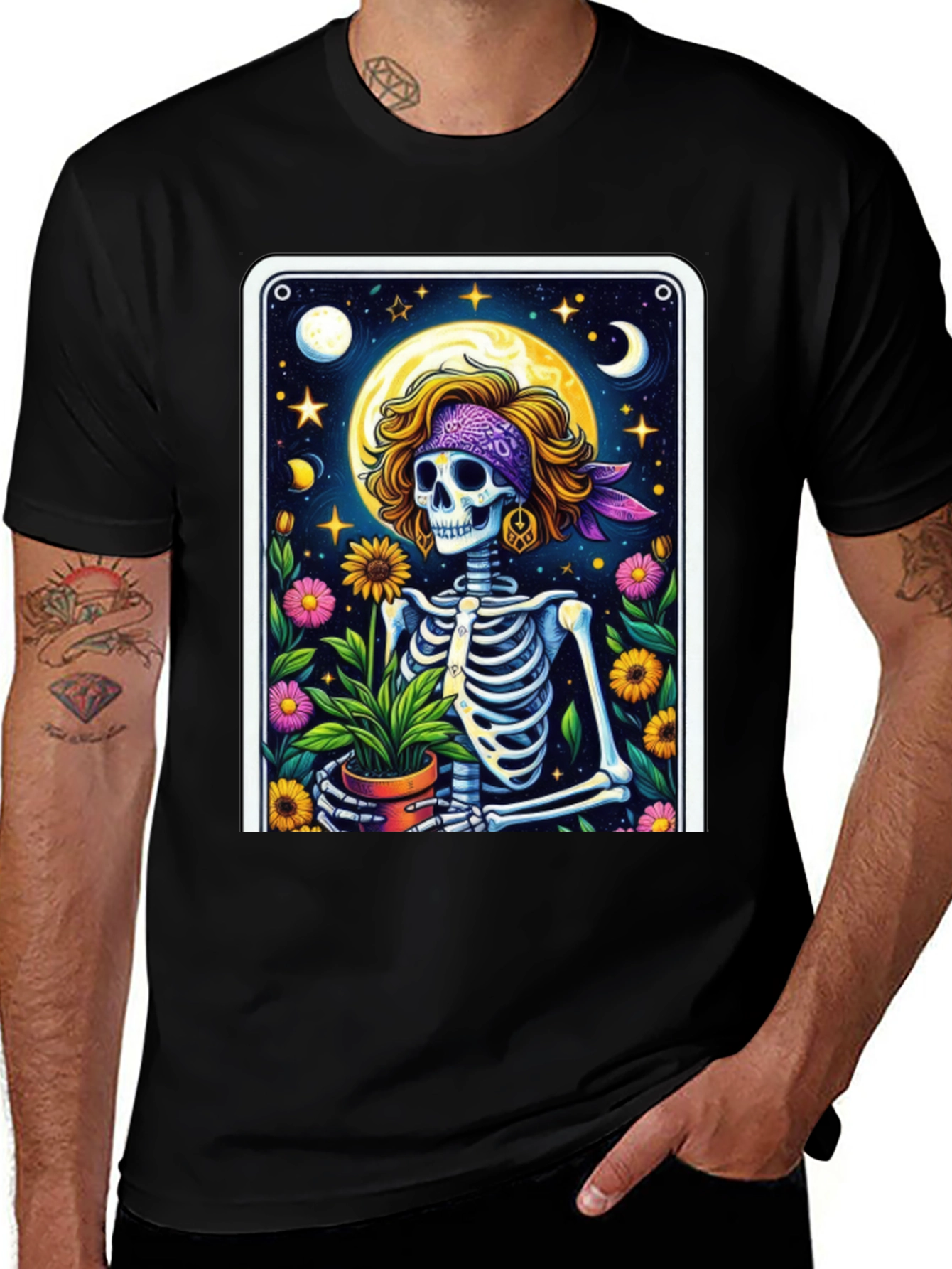 Variant 28 of Skeleton Gardener Graphic Tee - Unique Design
