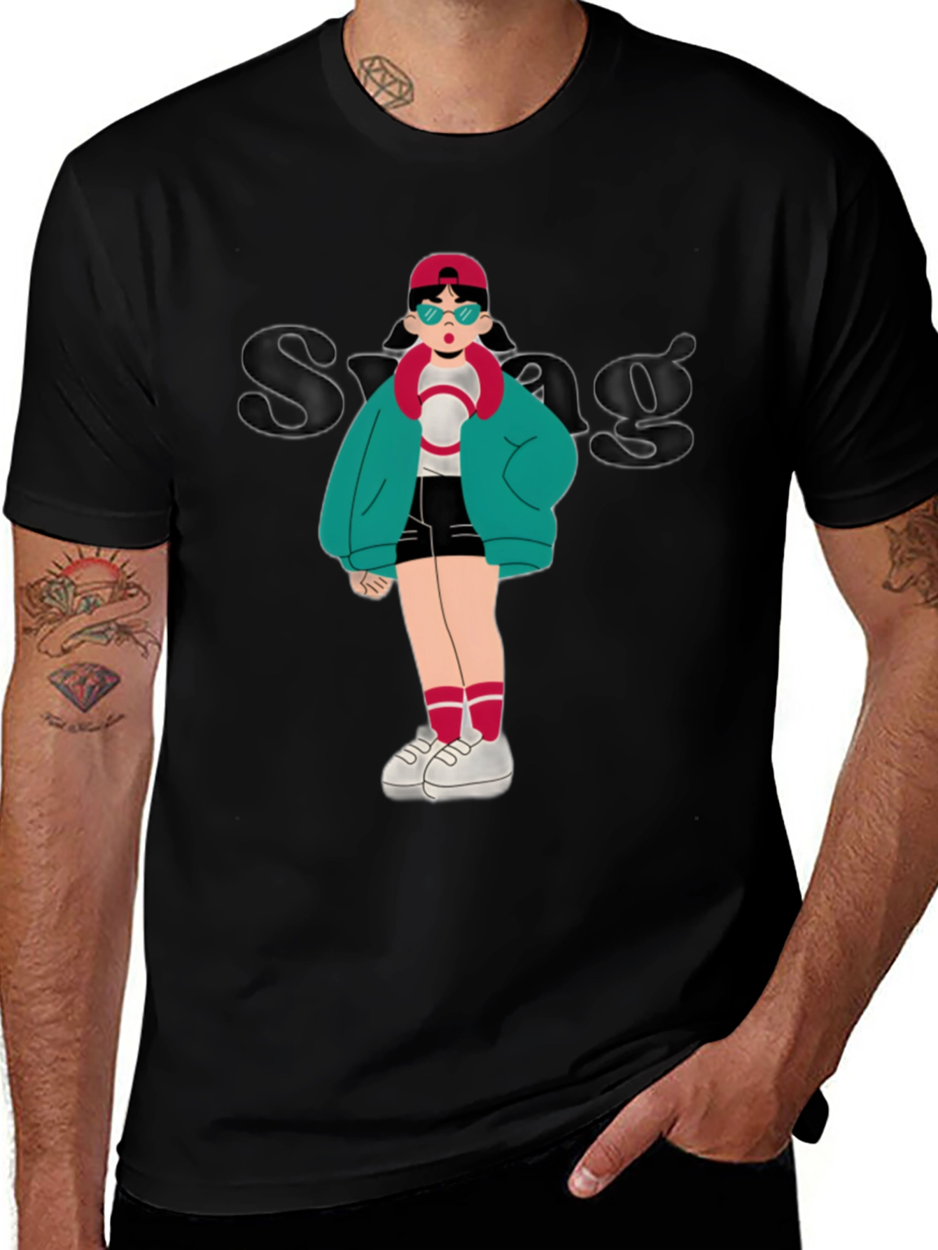 Variant 22 of Swag Girl Graphic Black Tee