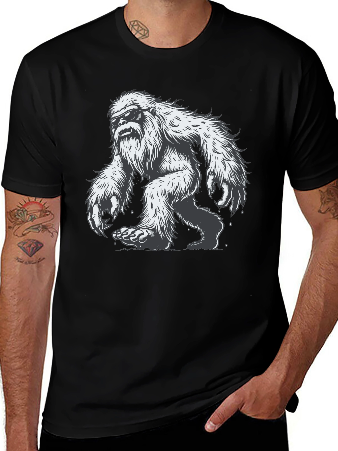 Cool Yeti Graphic Tee - Black Cotton Blend