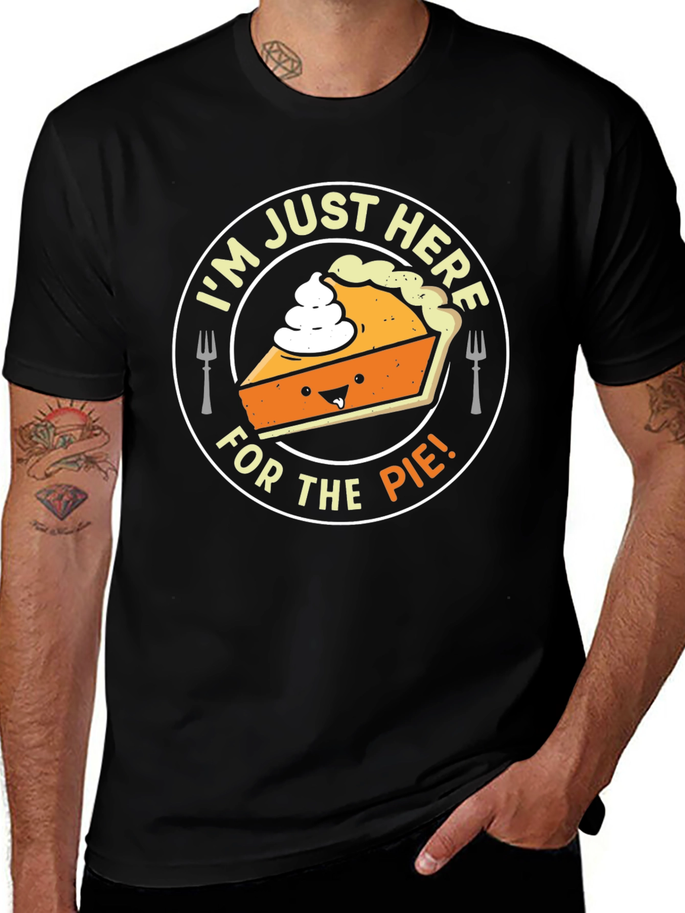 Black I'm Just Here For The Pie T-Shirt - Funny Thanksgiving Tee main image