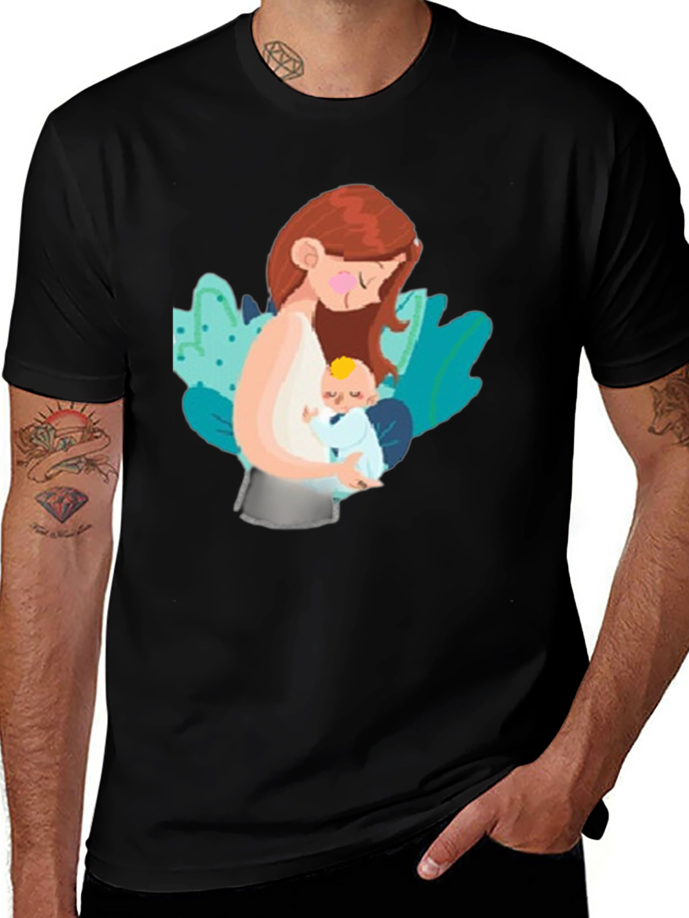 Variant 25 of Mother & Child Graphic Tee - Black